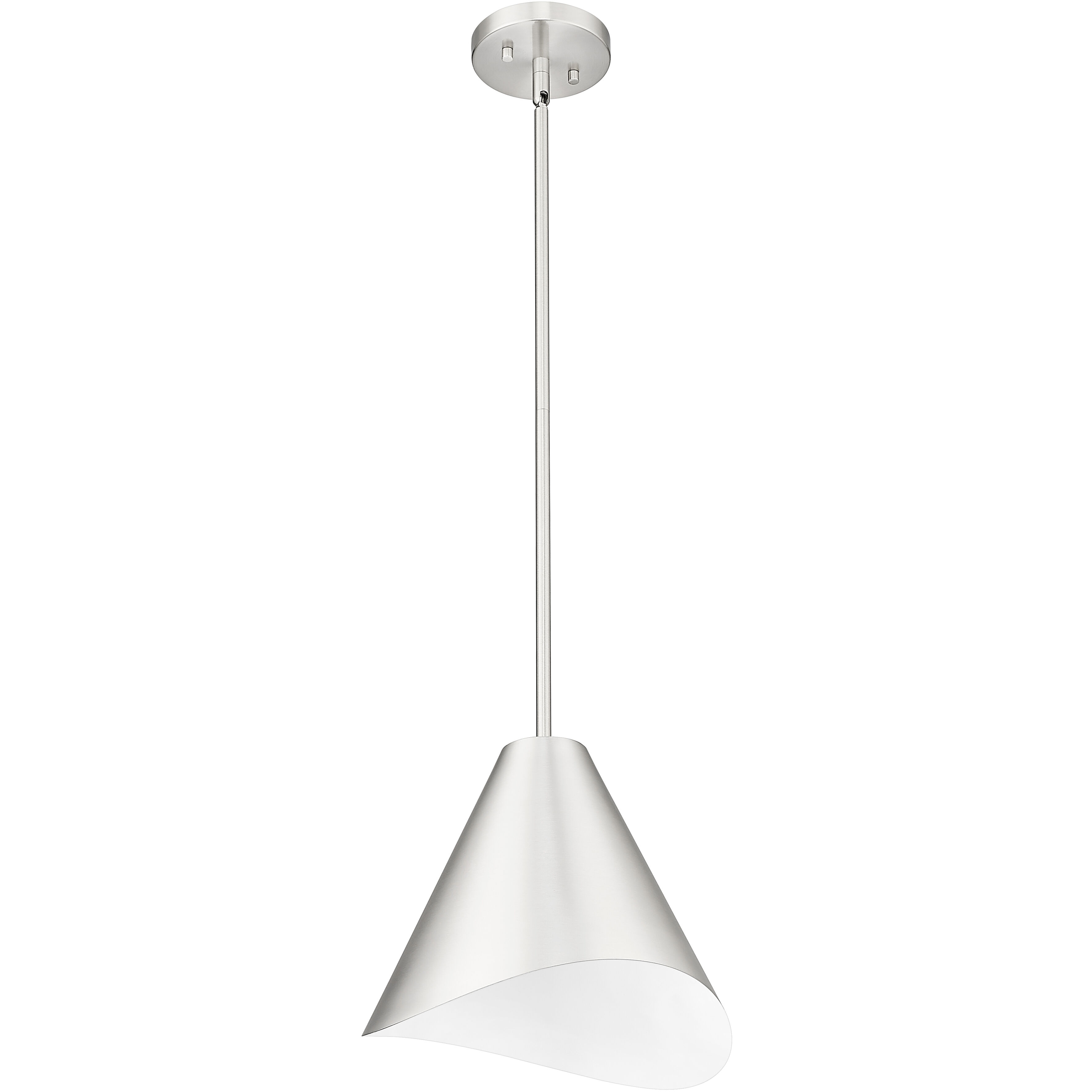 Aria 1 Light 12 inch Brushed Nickel Pendant Ceiling Light in Brushed Nickel & Inner White