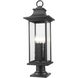 Tiberius 4 Light 27.25 inch Black Outdoor Pier Mounted Fixture in Clear Seedy Glass