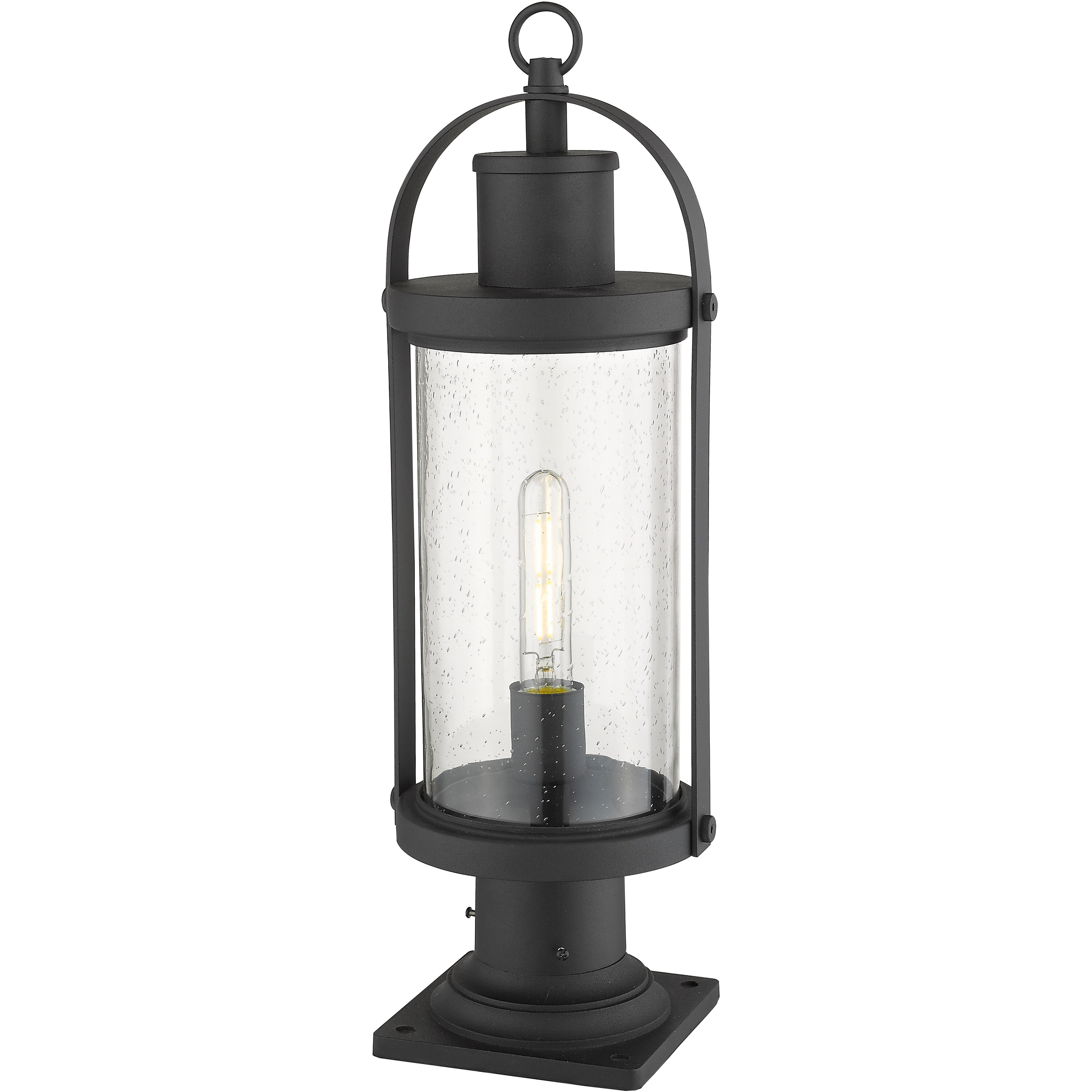Roundhouse 1 Light 22.5 inch Black Outdoor Pier Mounted Fixture