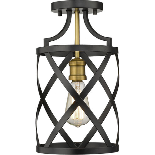 Malcalester 1 Light 8 inch Matte Black and Olde Brass Flush Mount Ceiling Light