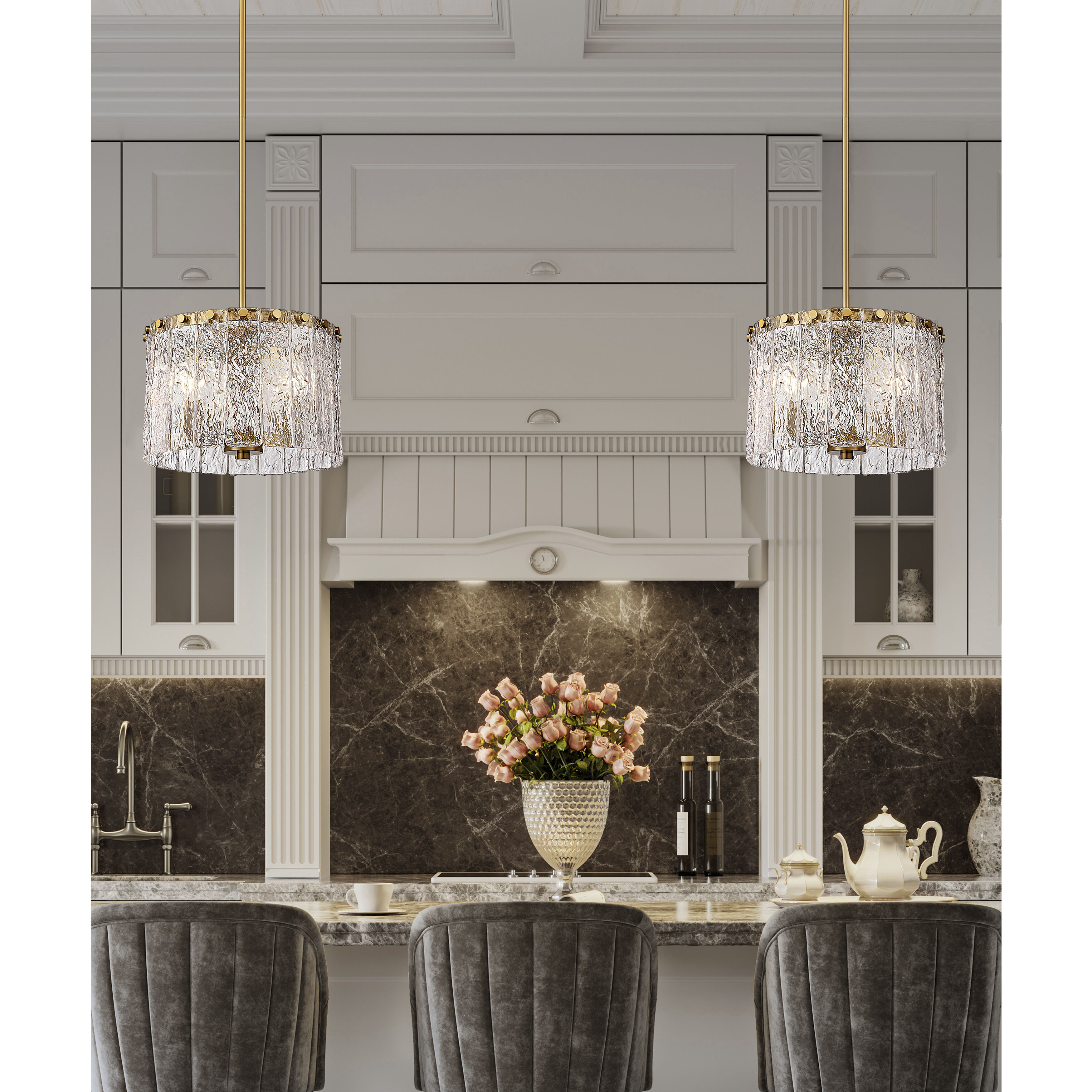 Glacier 3 Light 12.5 inch Modern Gold Pendant Ceiling Light