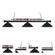 Shark 3 Light 60 inch Matte Black Billiard Ceiling Light in Matte Black Steel