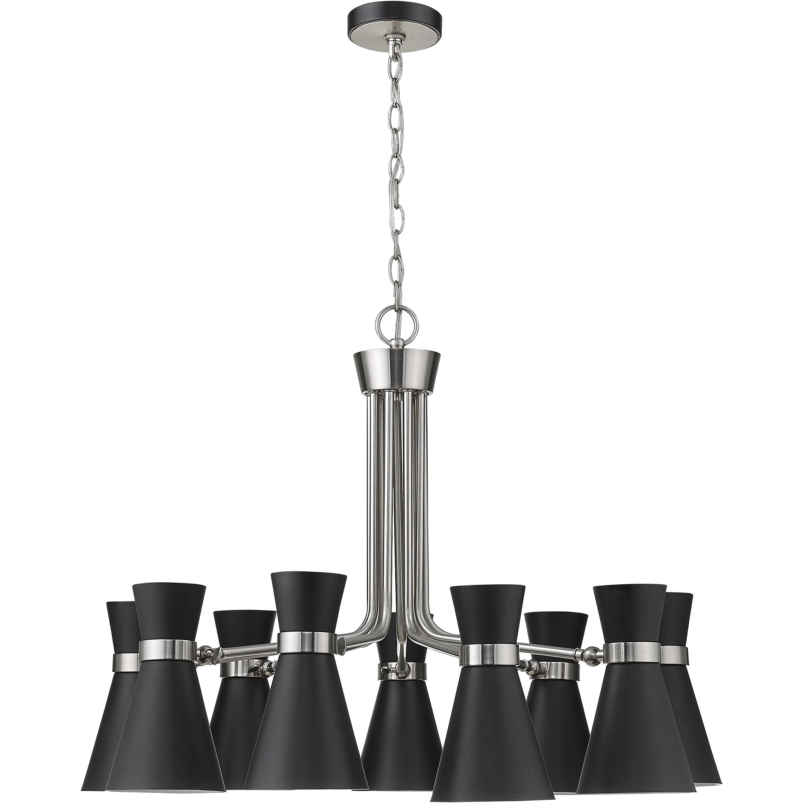 Soriano 9 Light 32 inch Matte Black and Brushed Nickel Chandelier Ceiling Light