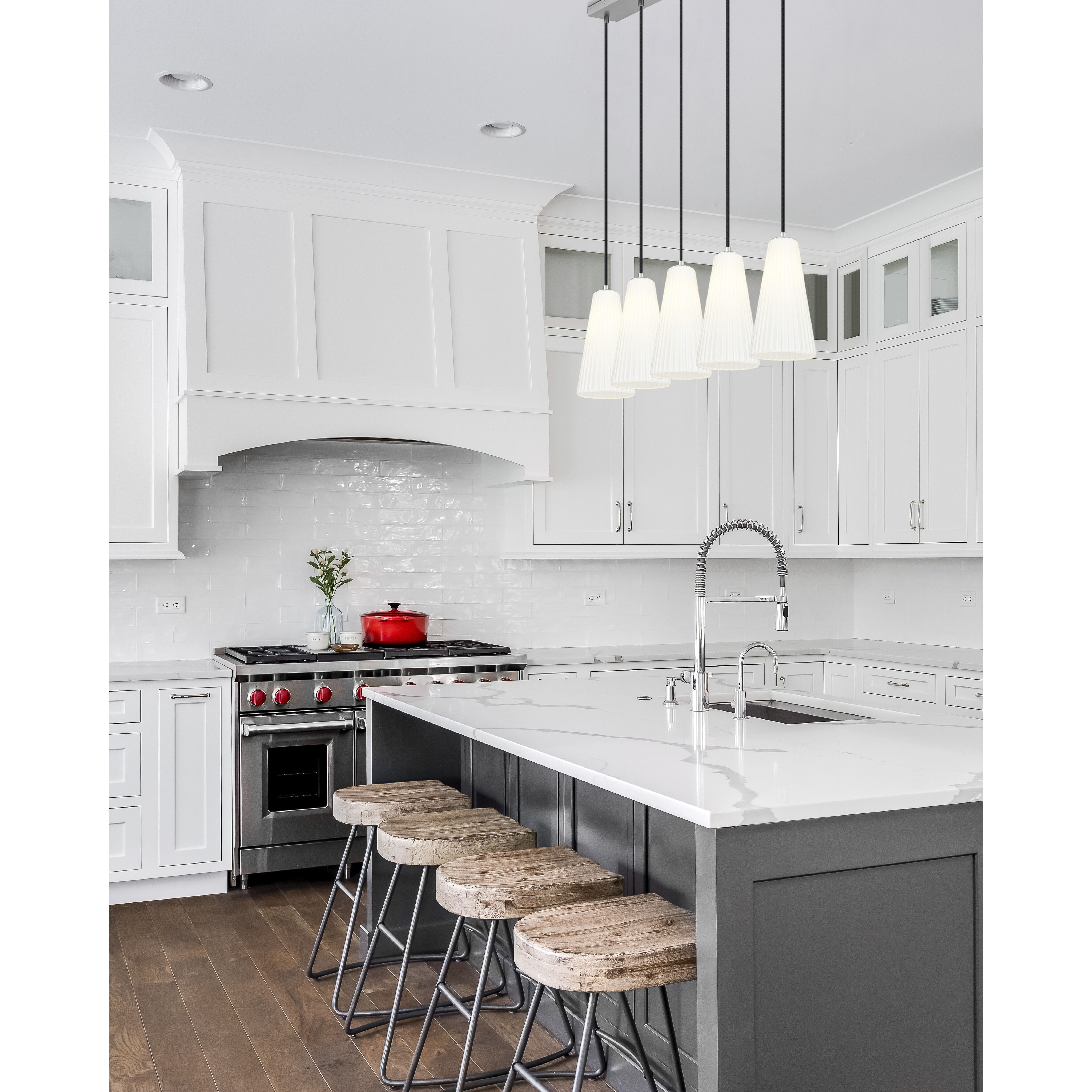 Farrell 5 Light 42 inch Brushed Nickel Linear Chandelier Ceiling Light