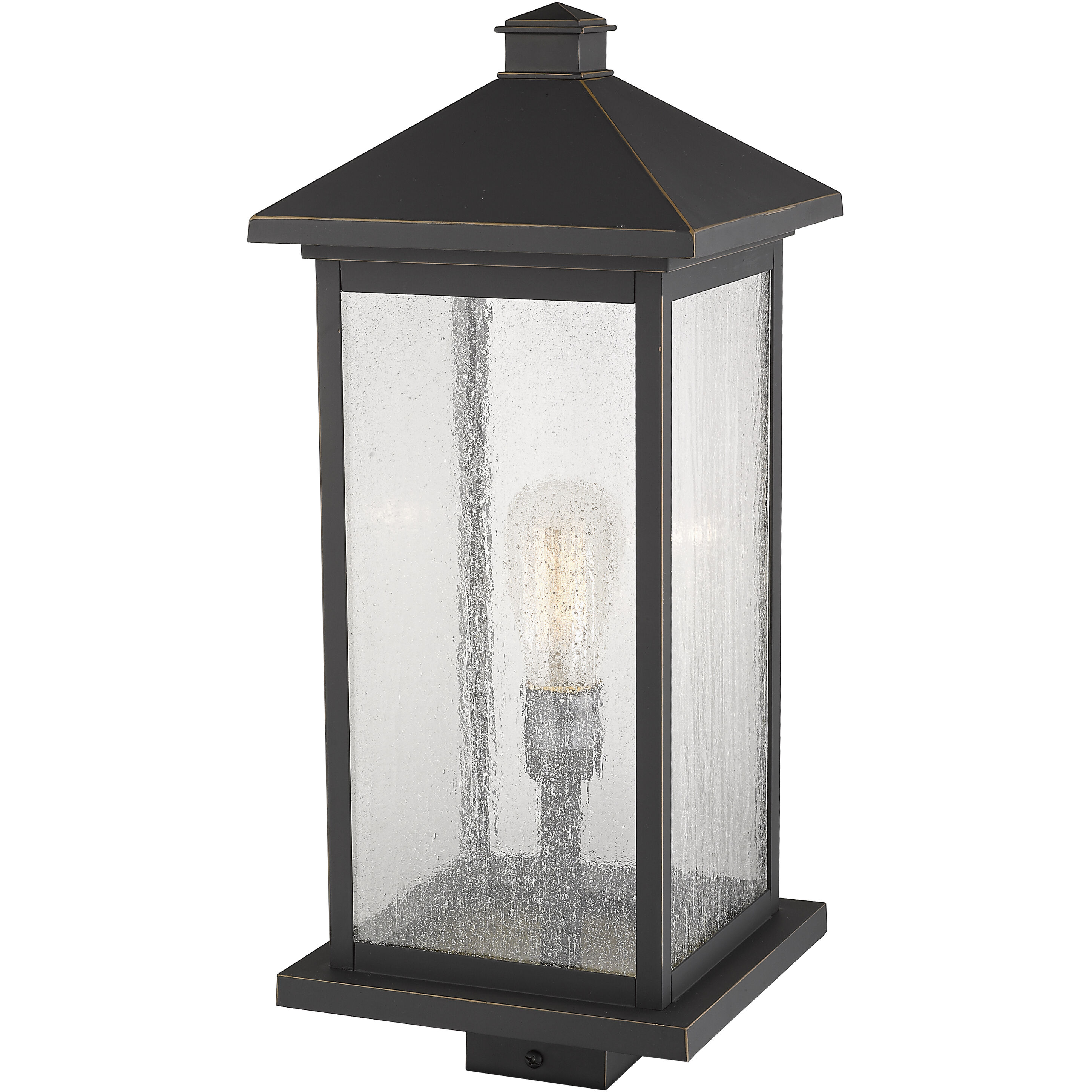 Portland 1 Light 22.5 inch Oil Rubbed Bronze Outdoor Post Mount Fixture in Clear Seedy Glass, 12