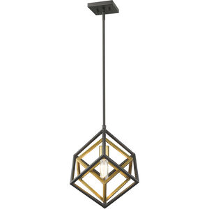 Euclid 1 Light 12 inch Olde Brass and Bronze Pendant Ceiling Light