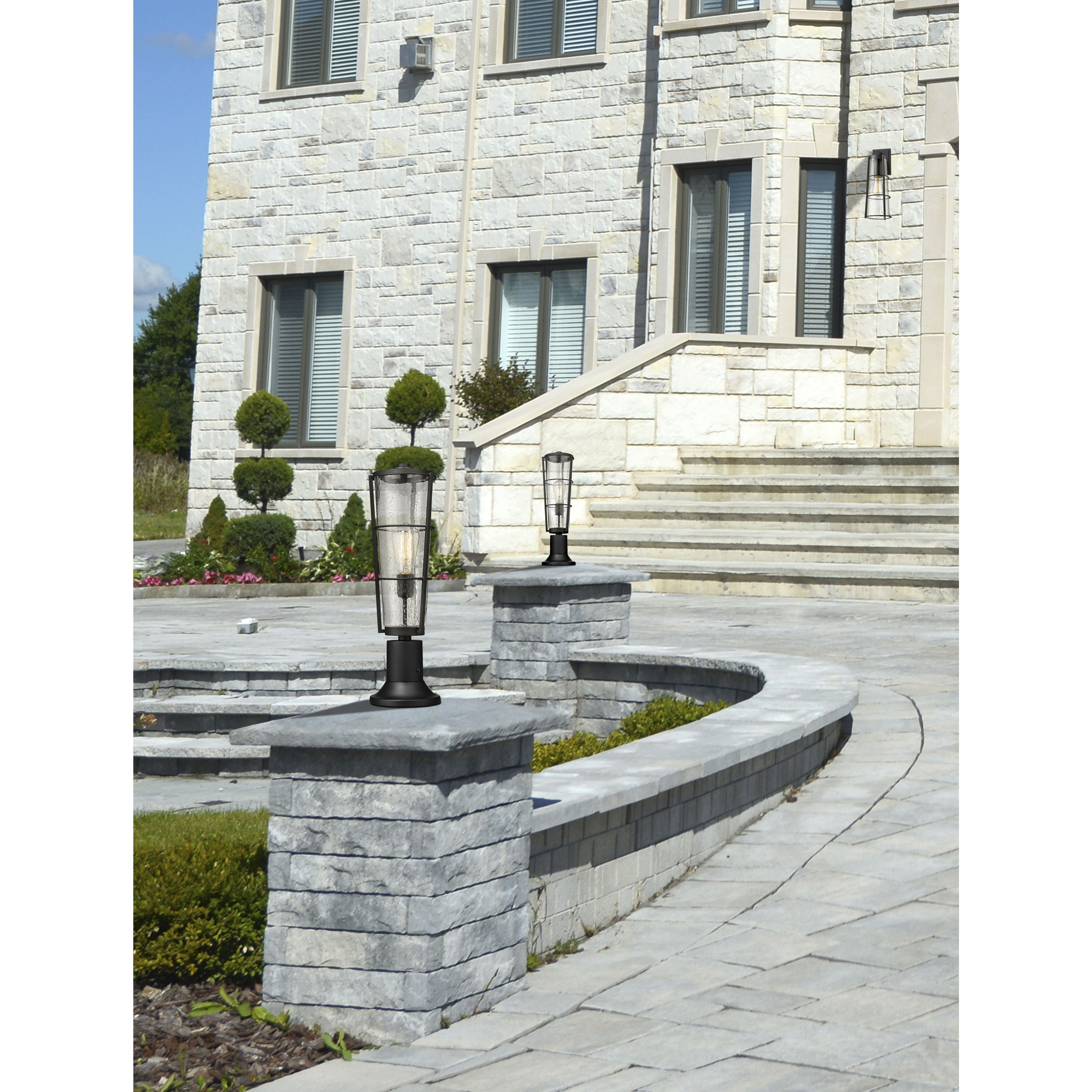 Helix 1 Light 22 inch Black Outdoor Pier Mounted Fixture