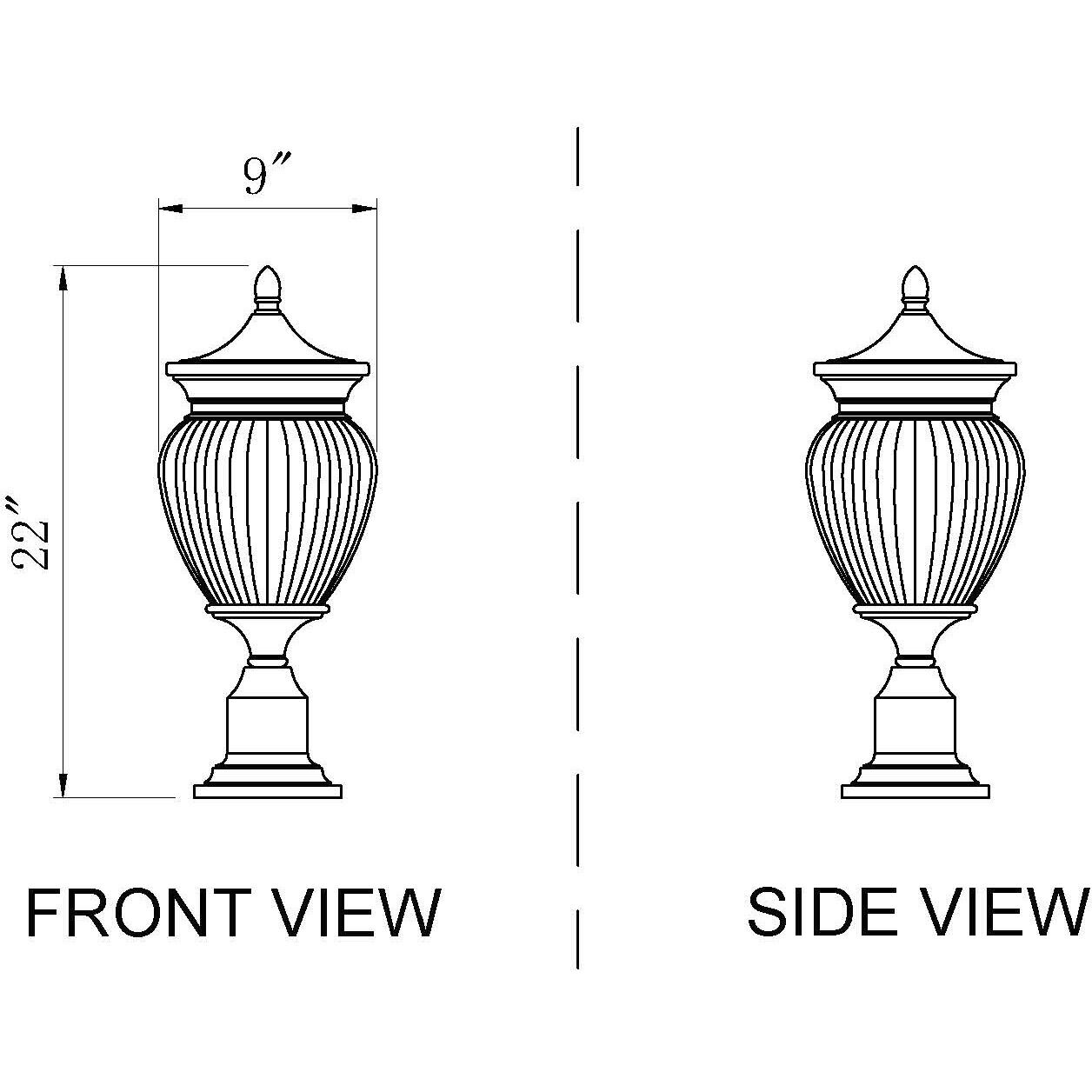 Davina 3 Light 22.25 inch Black Outdoor Pier Mounted Fixture in G9