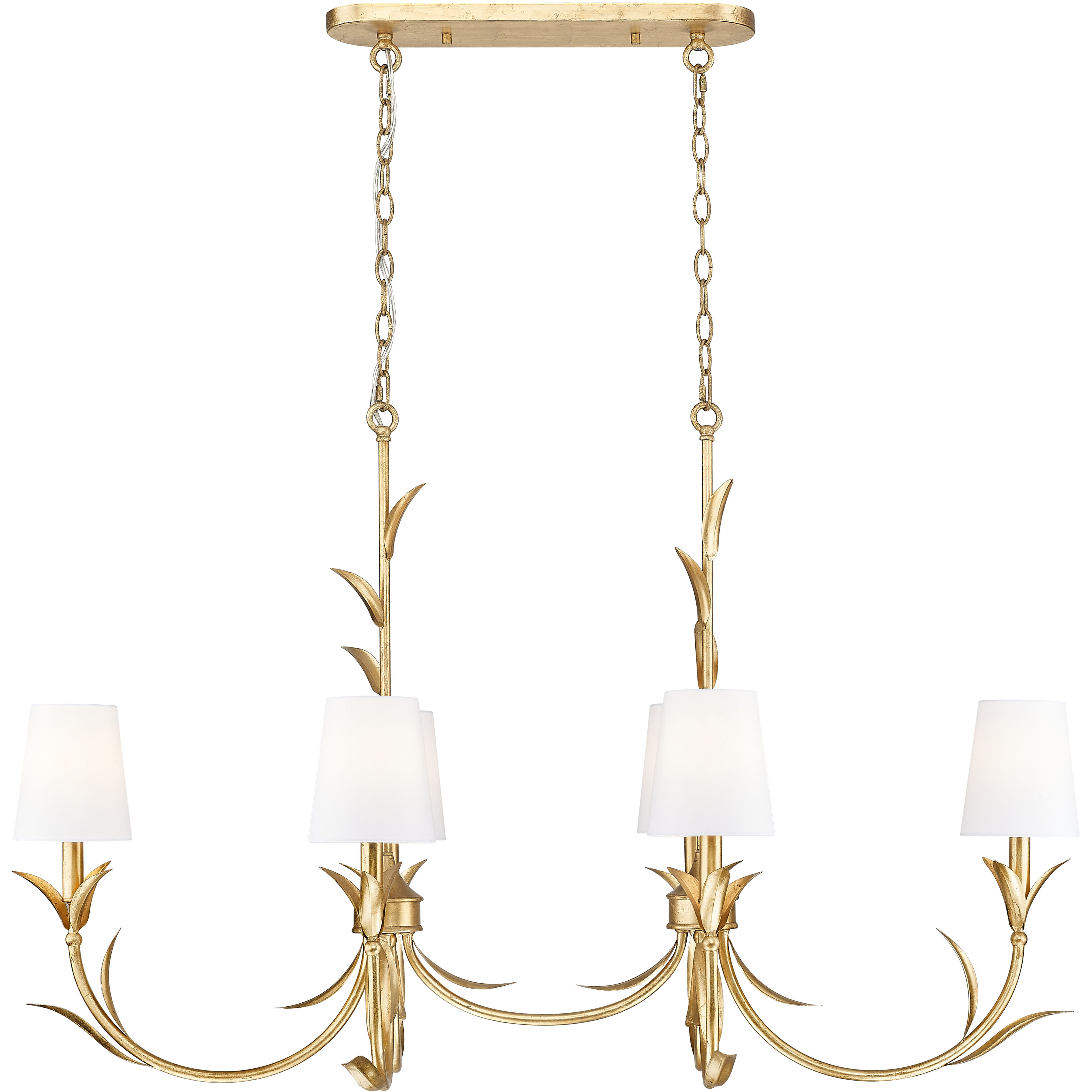 Aslin 6 Light 44 inch Gold Leaf Linear Chandelier Ceiling Light