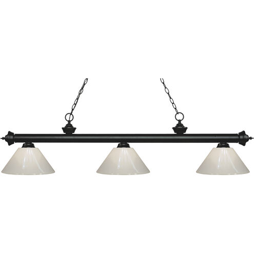 Riviera 3 Light 57 inch Matte Black Billiard Ceiling Light in White Plastic, 10.5
