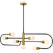 Neutra 7 Light 56 inch Matte Black/Foundry Brass Linear Chandelier Ceiling Light