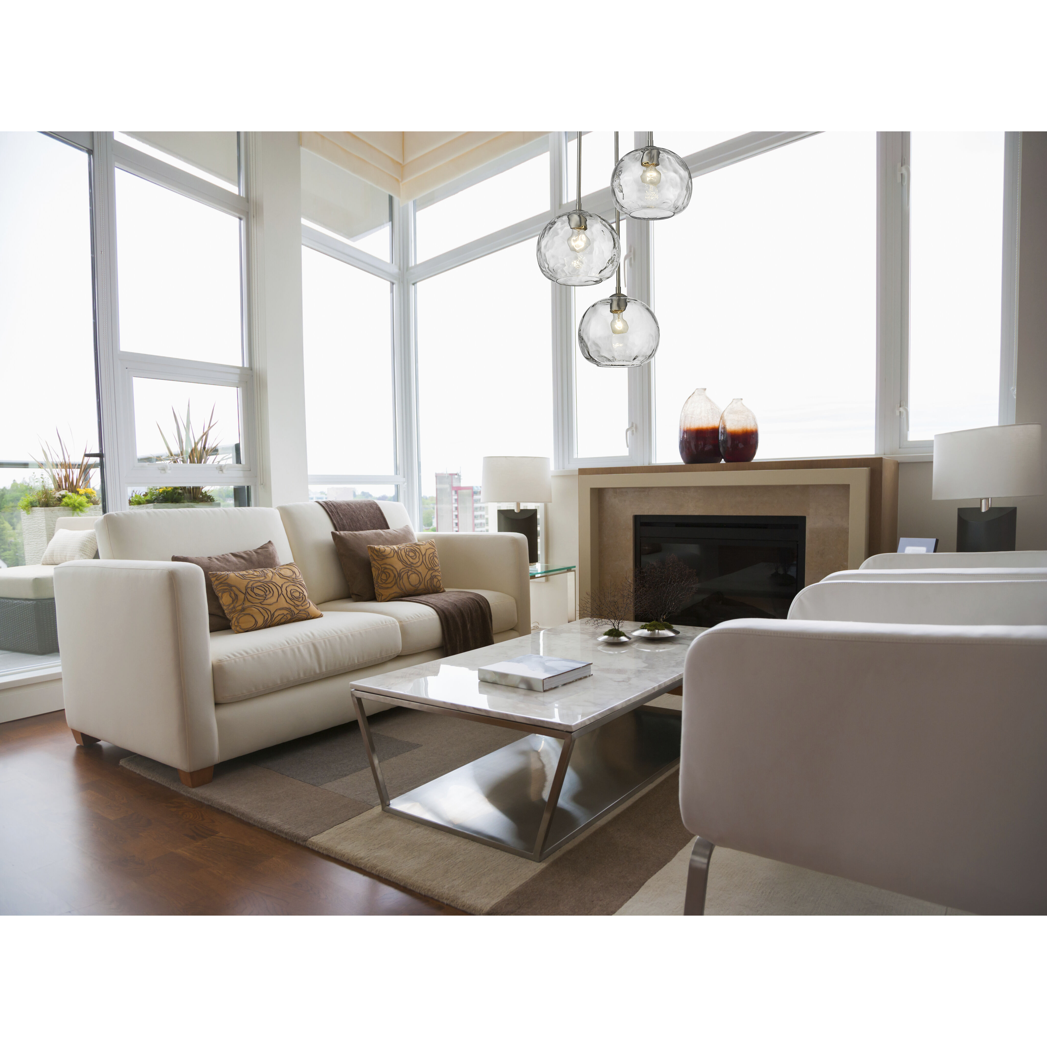 Chloe 3 Light 20 inch Brushed Nickel Chandelier Ceiling Light