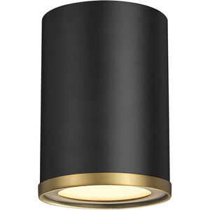 Arlo 1 Light 5 inch Matte Black/Rubbed Brass Flush Mount Ceiling Light in Matte Black and Rubbed Brass