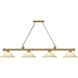 Cordon 4 Light 81.75 inch Rubbed Brass Billiard Ceiling Light in Golden Mottle Glass