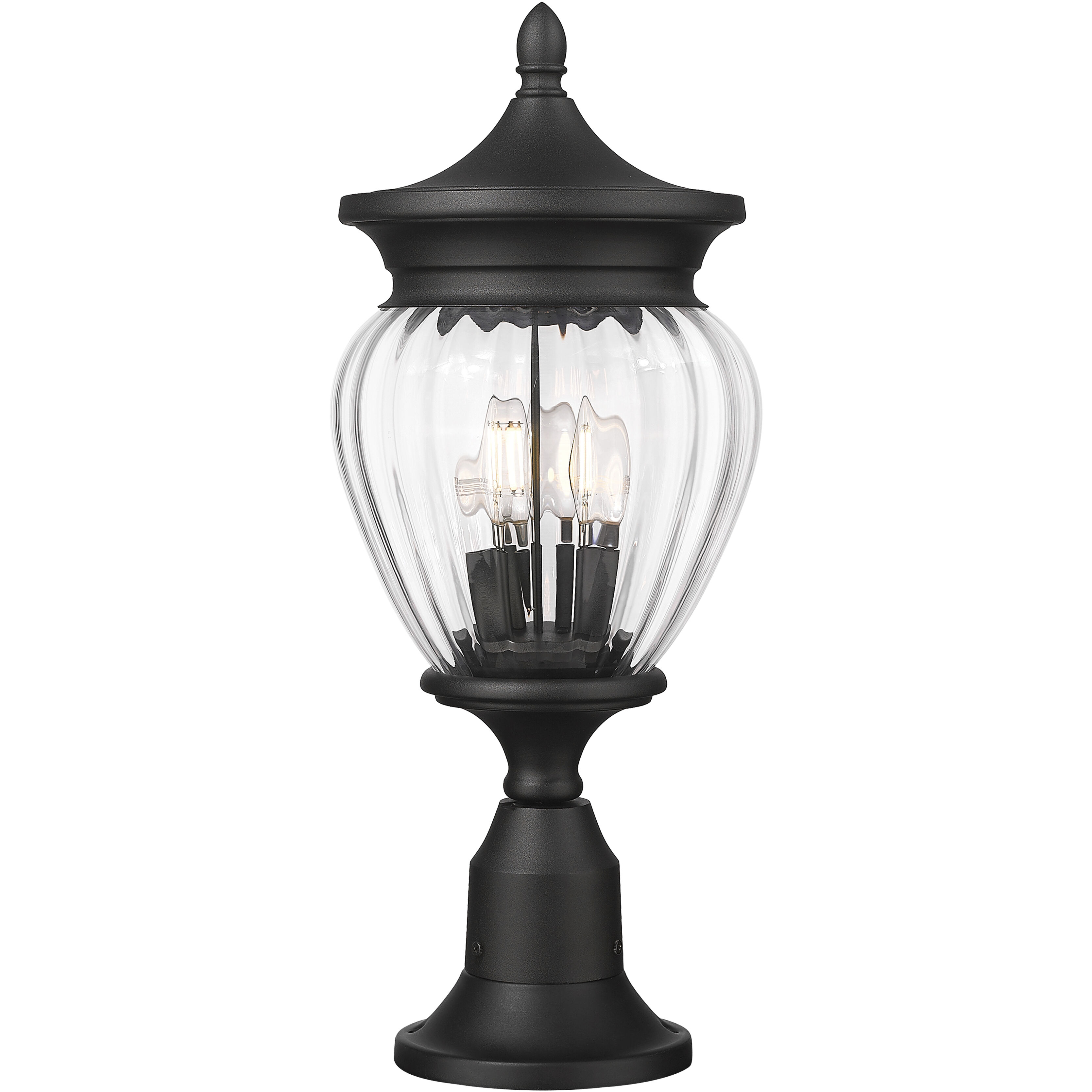 Davina 3 Light 22.25 inch Black Outdoor Pier Mounted Fixture in G9