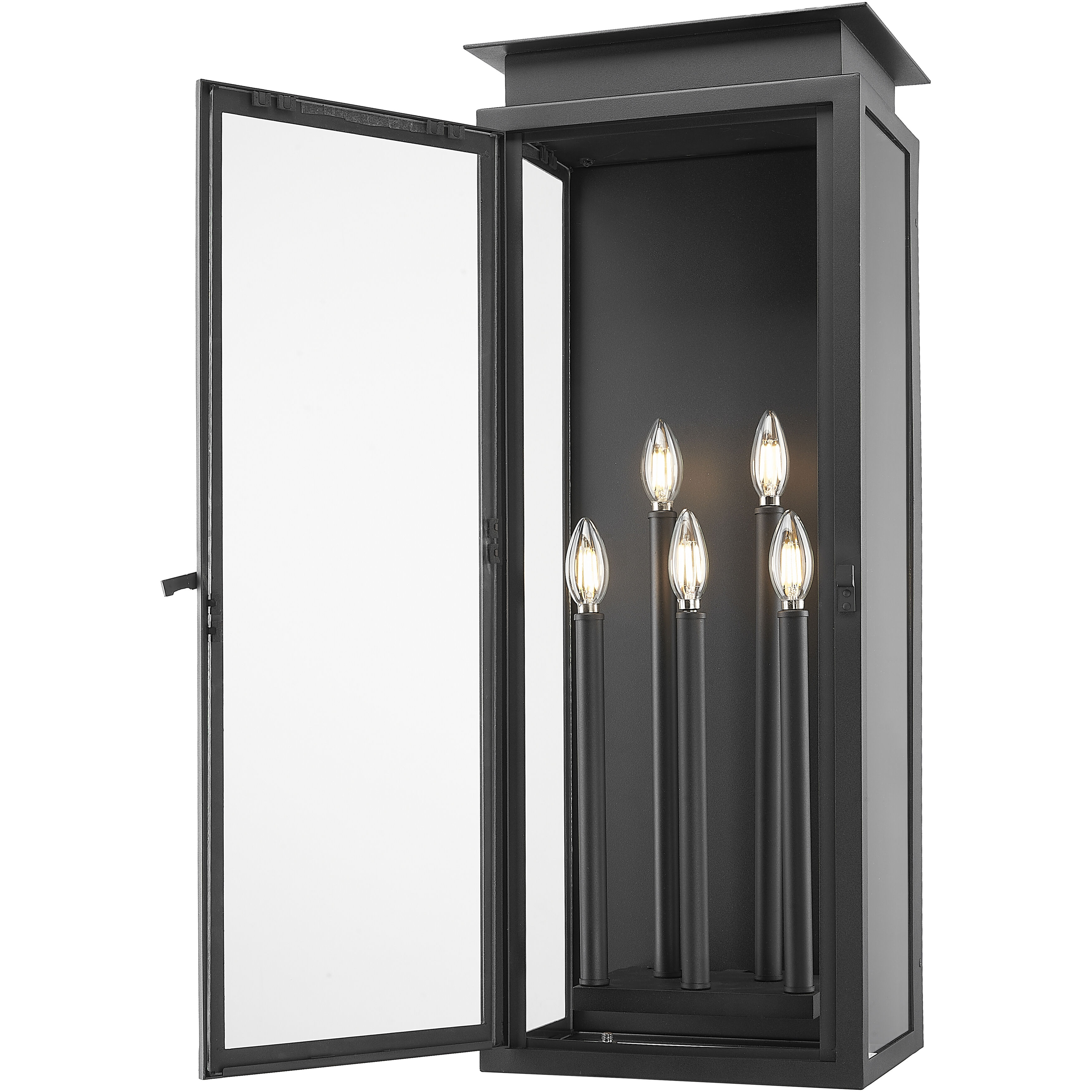 Nova 5 Light 32 inch Black Outdoor Wall Light in Clear Glass