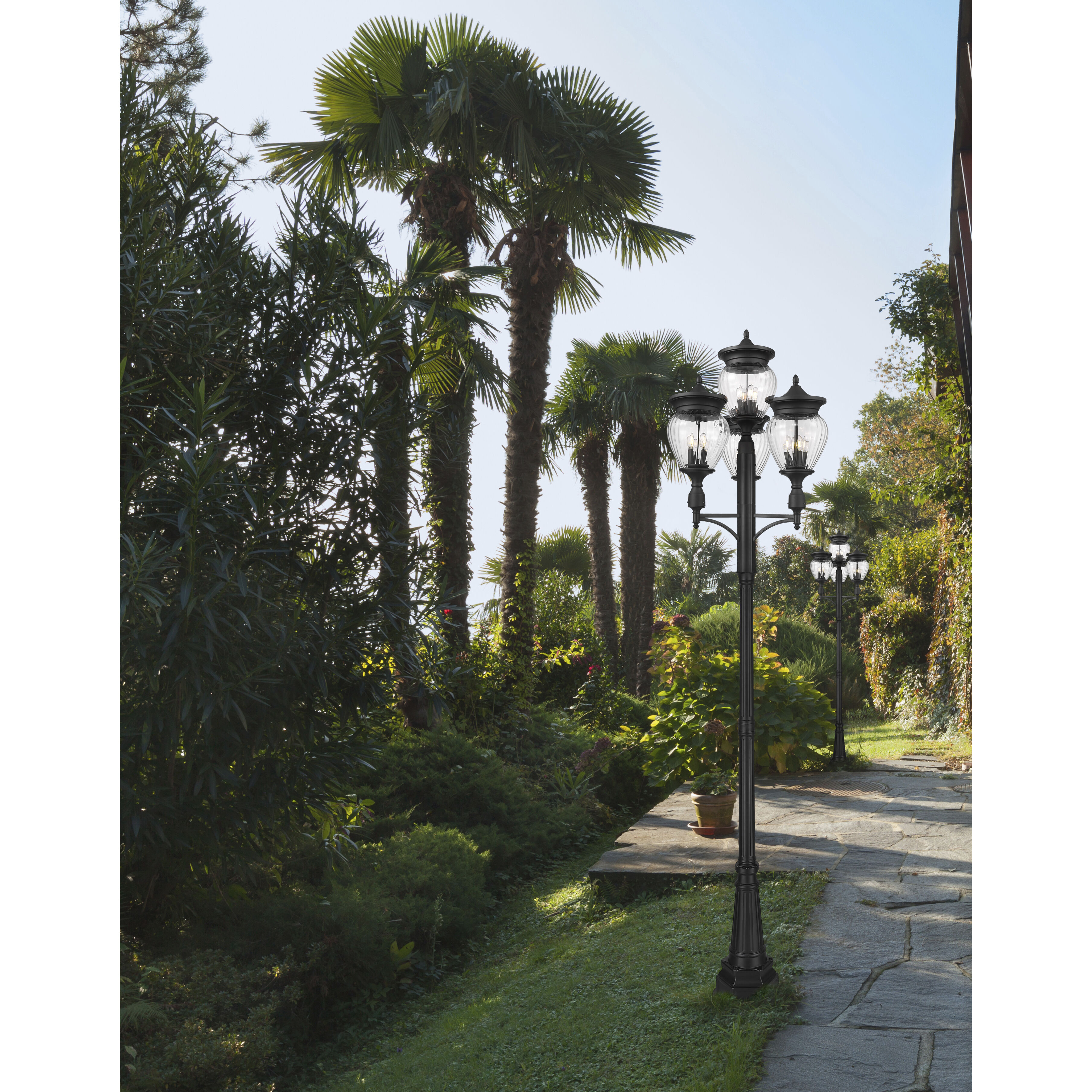 Davina 4 Light 130.75 inch Black Outdoor Post Mounted Fixture in G9