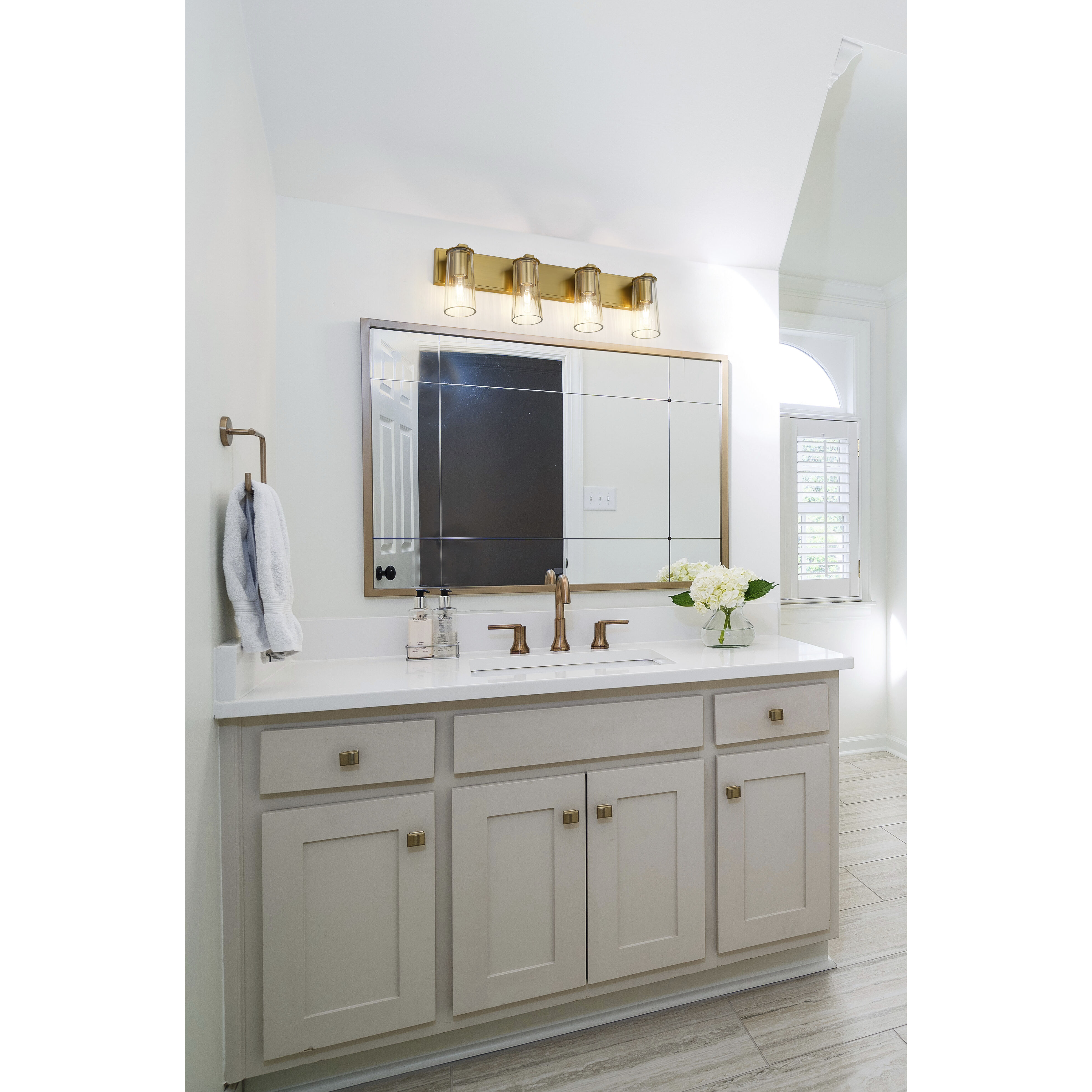 Titus 4 Light 32 inch Modern Gold Bath Vanity Light Wall Light