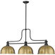 Melange 3 Light 52 inch Matte Black Billiard Ceiling Light in Heritage Brass Metal and Glass