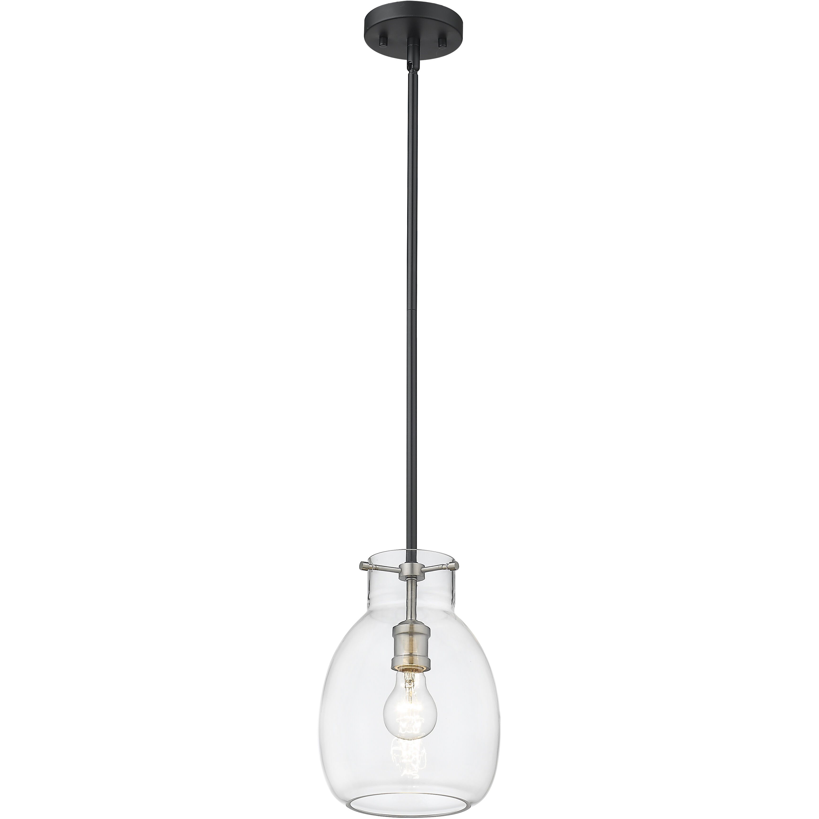 Bella 1 Light 8 inch Matte Black and Brushed Nickel Pendant Ceiling Light
