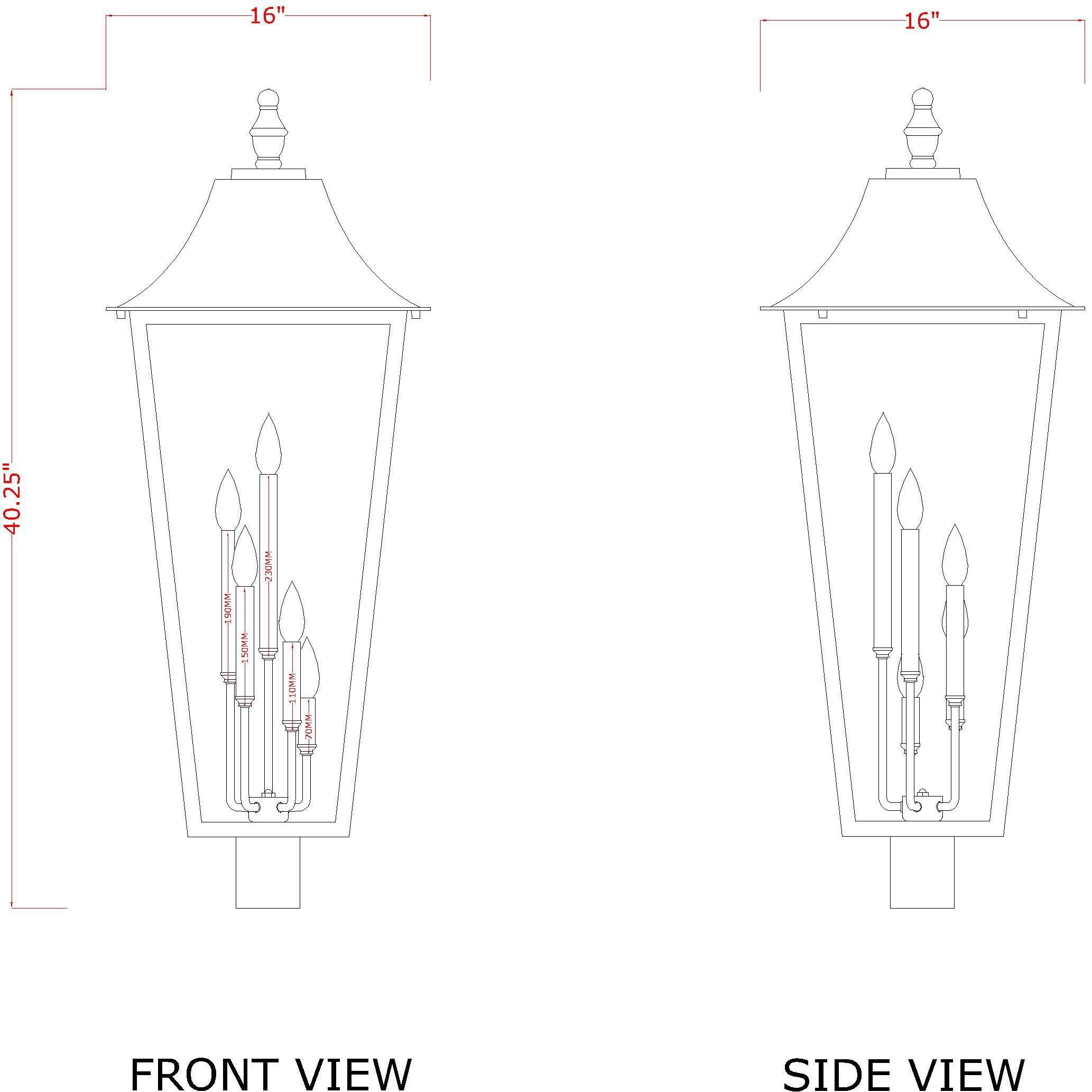 Gannon 5 Light 40.25 inch Black Outdoor Post Mounted Fixture in G9