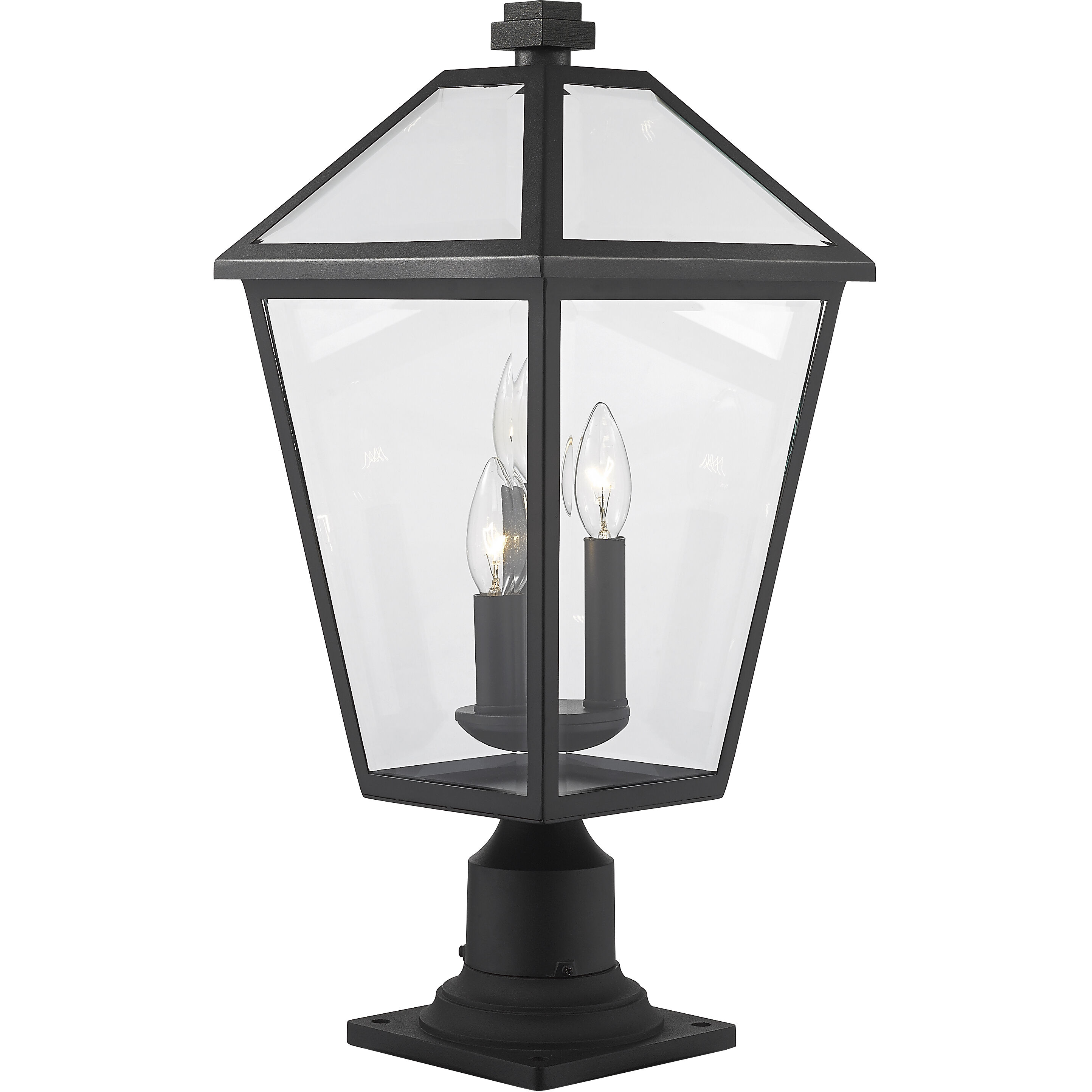 Talbot 3 Light 22 inch Black Outdoor Pier Mounted Fixture in Clear Beveled Glass