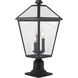 Talbot 3 Light 22 inch Black Outdoor Pier Mounted Fixture in Clear Beveled Glass