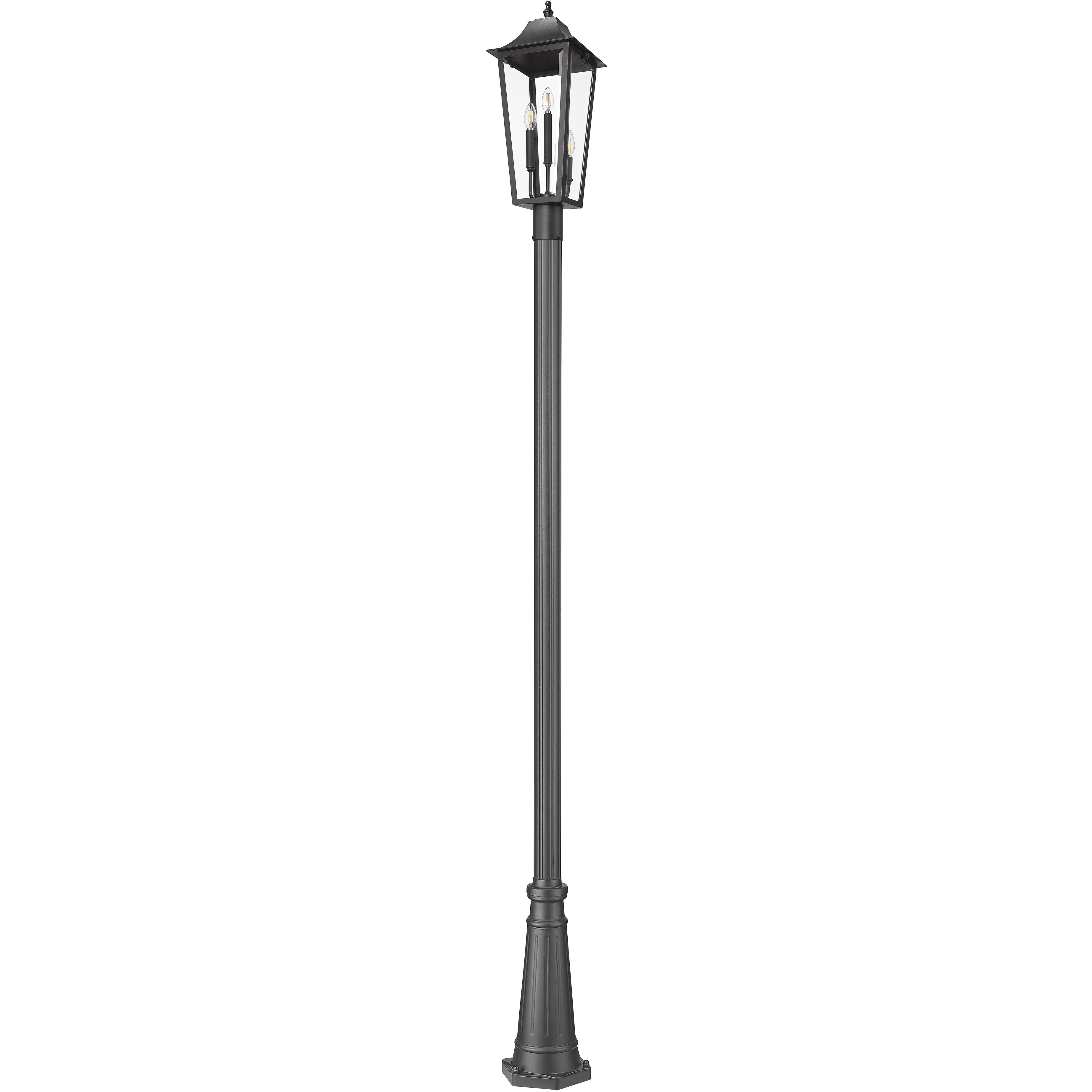 Gannon 3 Light 120.75 inch Black Outdoor Post Mounted Fixture in G9