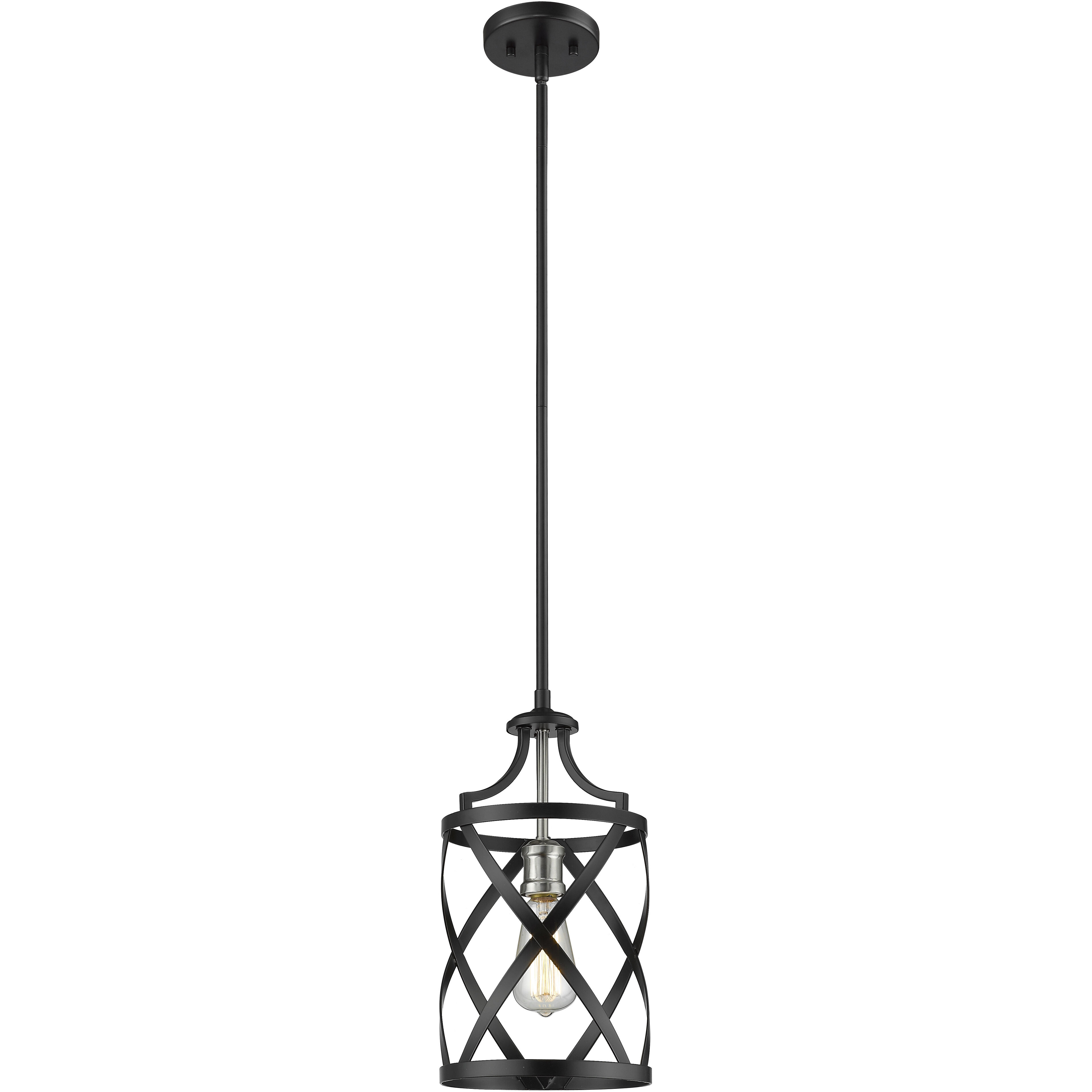Malcalester 1 Light 8 inch Matte Black and Brushed Nickel Pendant Ceiling Light