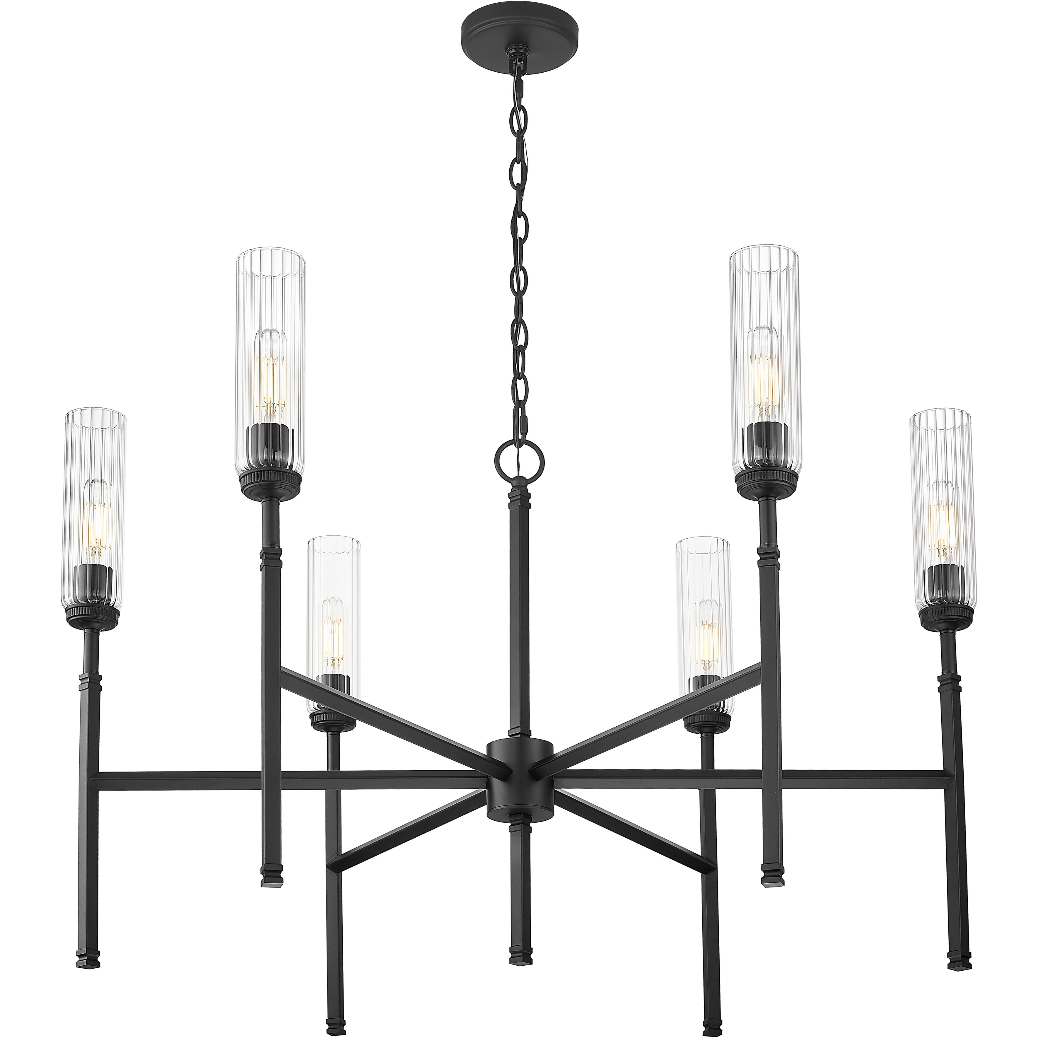 Esme 6 Light 38 inch Matte Black Chandelier Ceiling Light