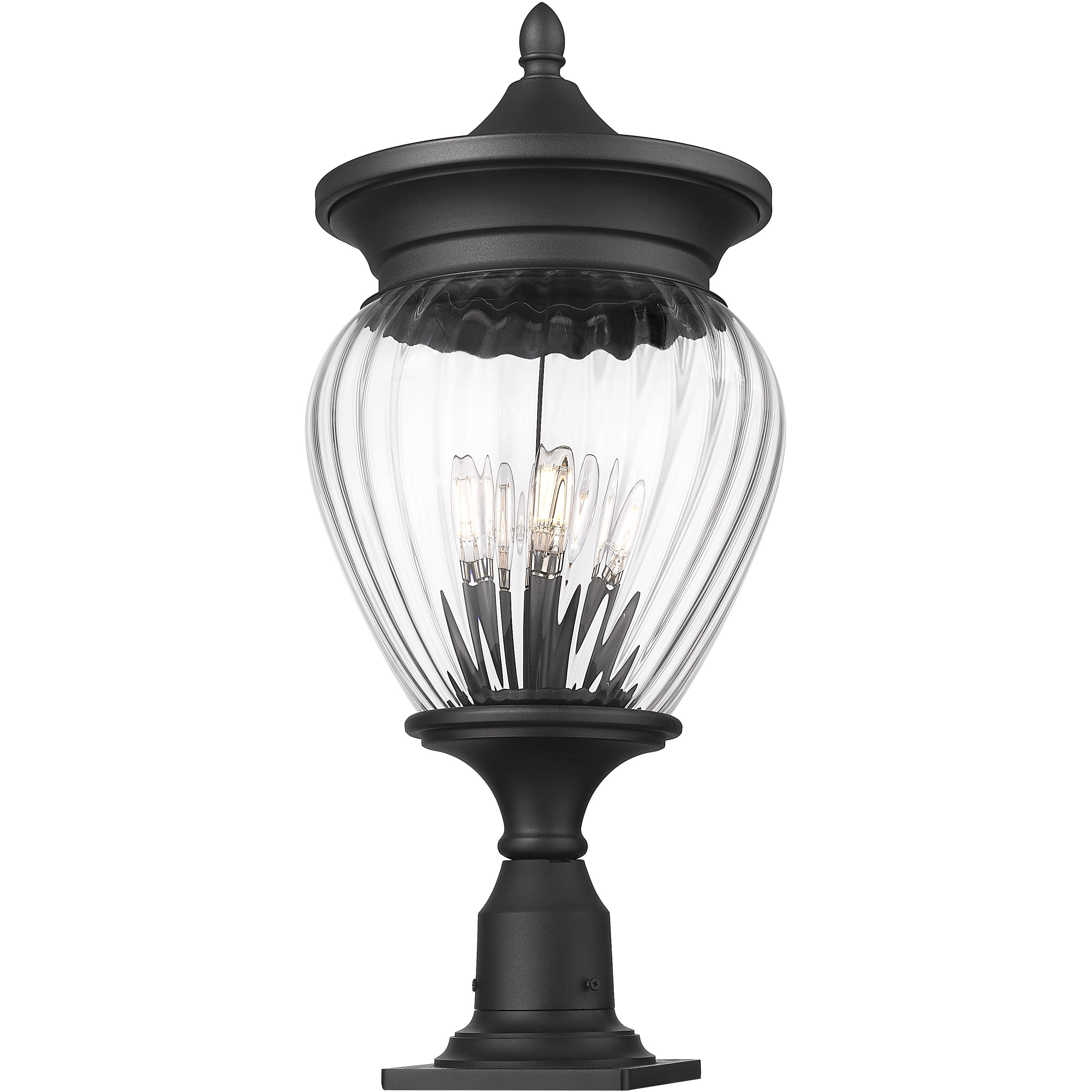 Davina 4 Light 27.25 inch Black Outdoor Pier Mounted Fixture in G9