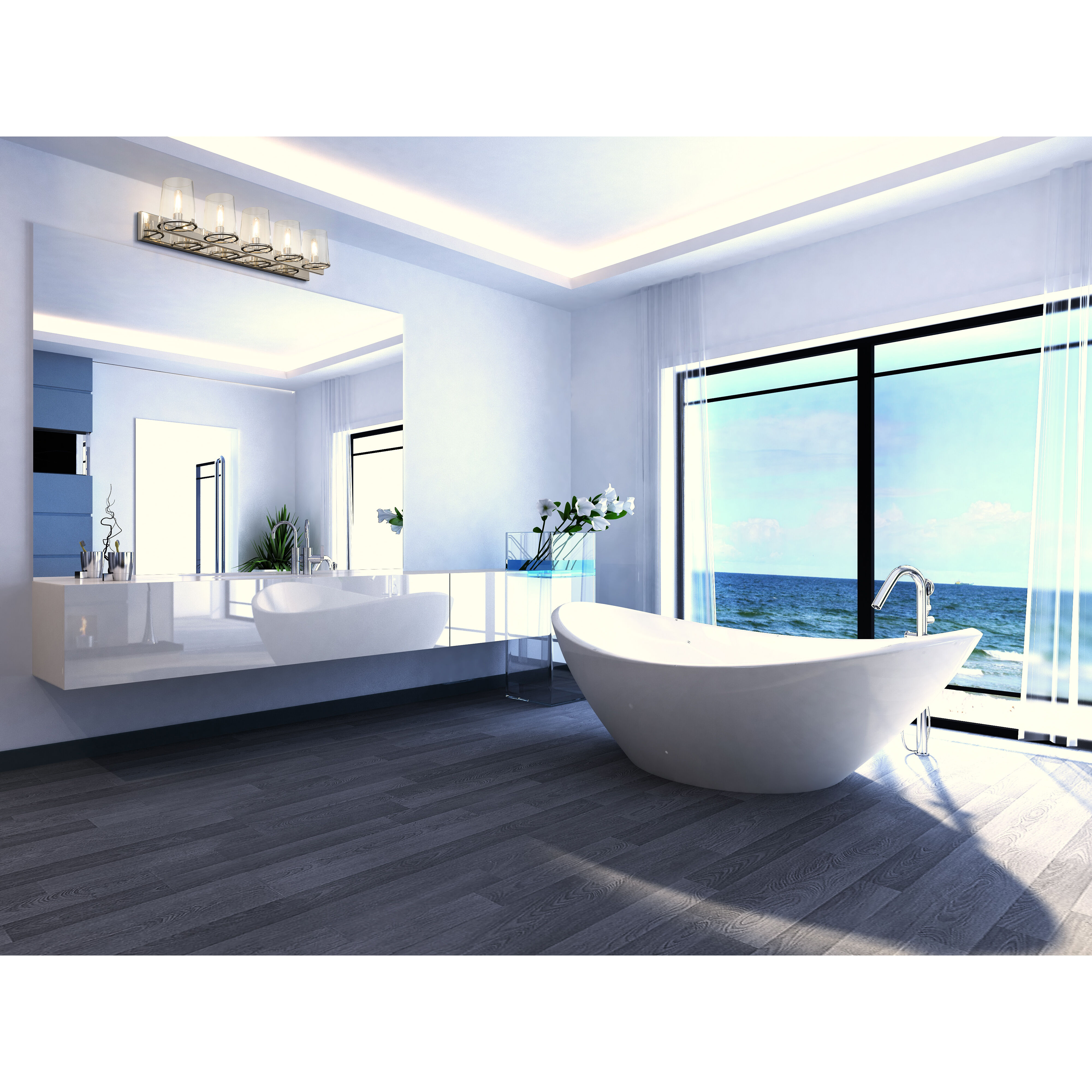 Callista 5 Light 47 inch Polished Nickel Vanity Wall Light