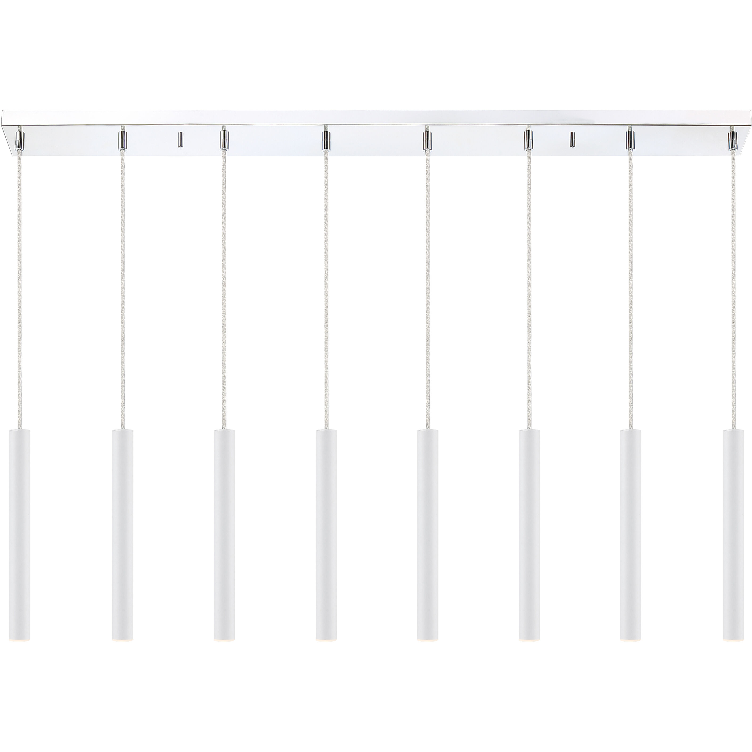 Forest LED 44.25 inch Chrome Linear Chandelier Ceiling Light in 8, 22, Matte White Steel