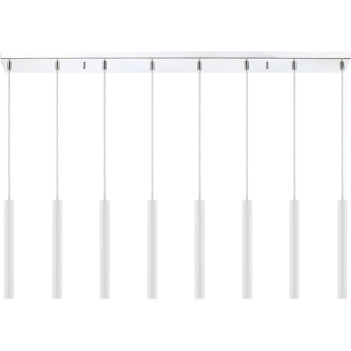 Forest LED 44.25 inch Chrome Linear Chandelier Ceiling Light in 8, 22, Matte White Steel