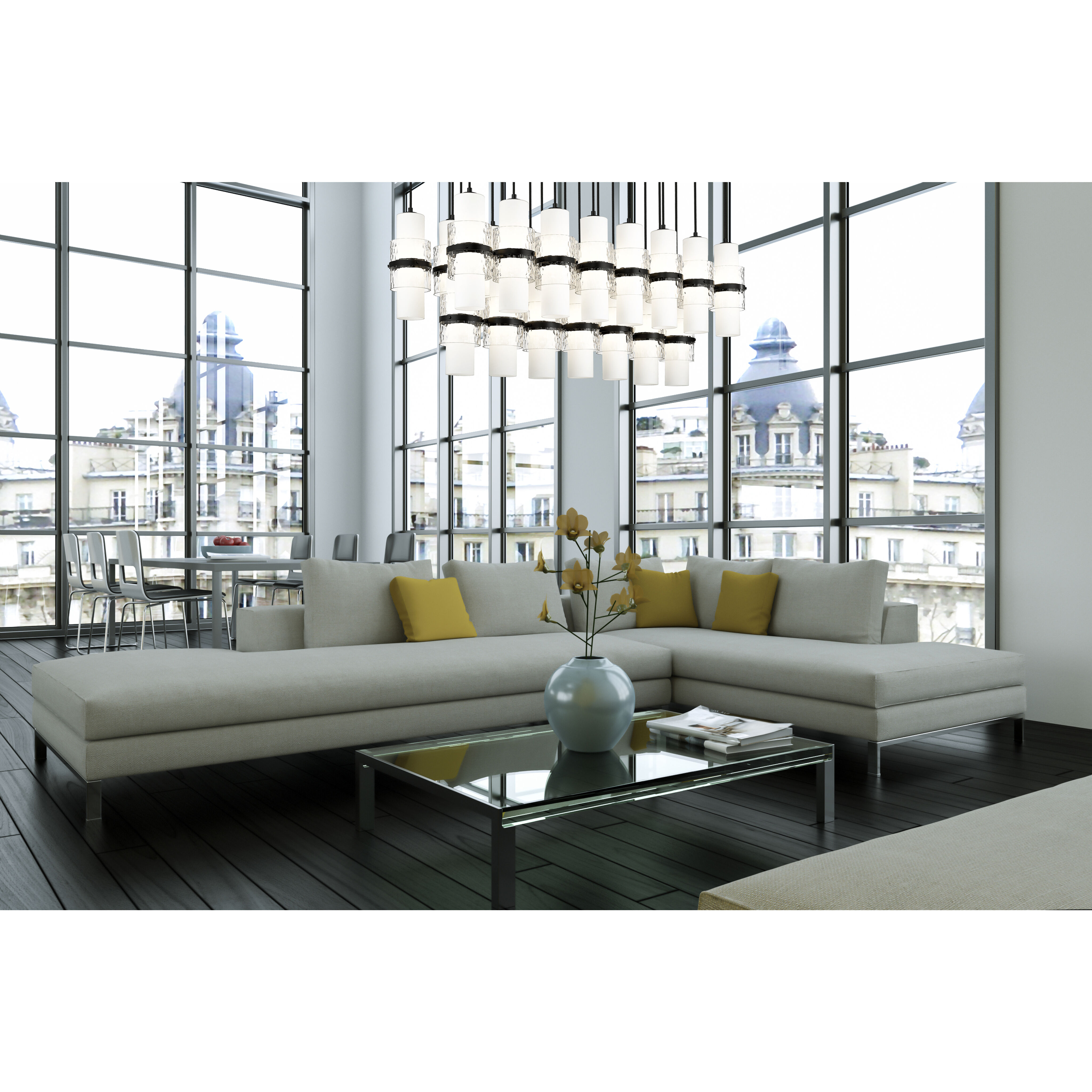 Cayden 23 Light 54 inch Matte Black Linear Chandelier Ceiling Light