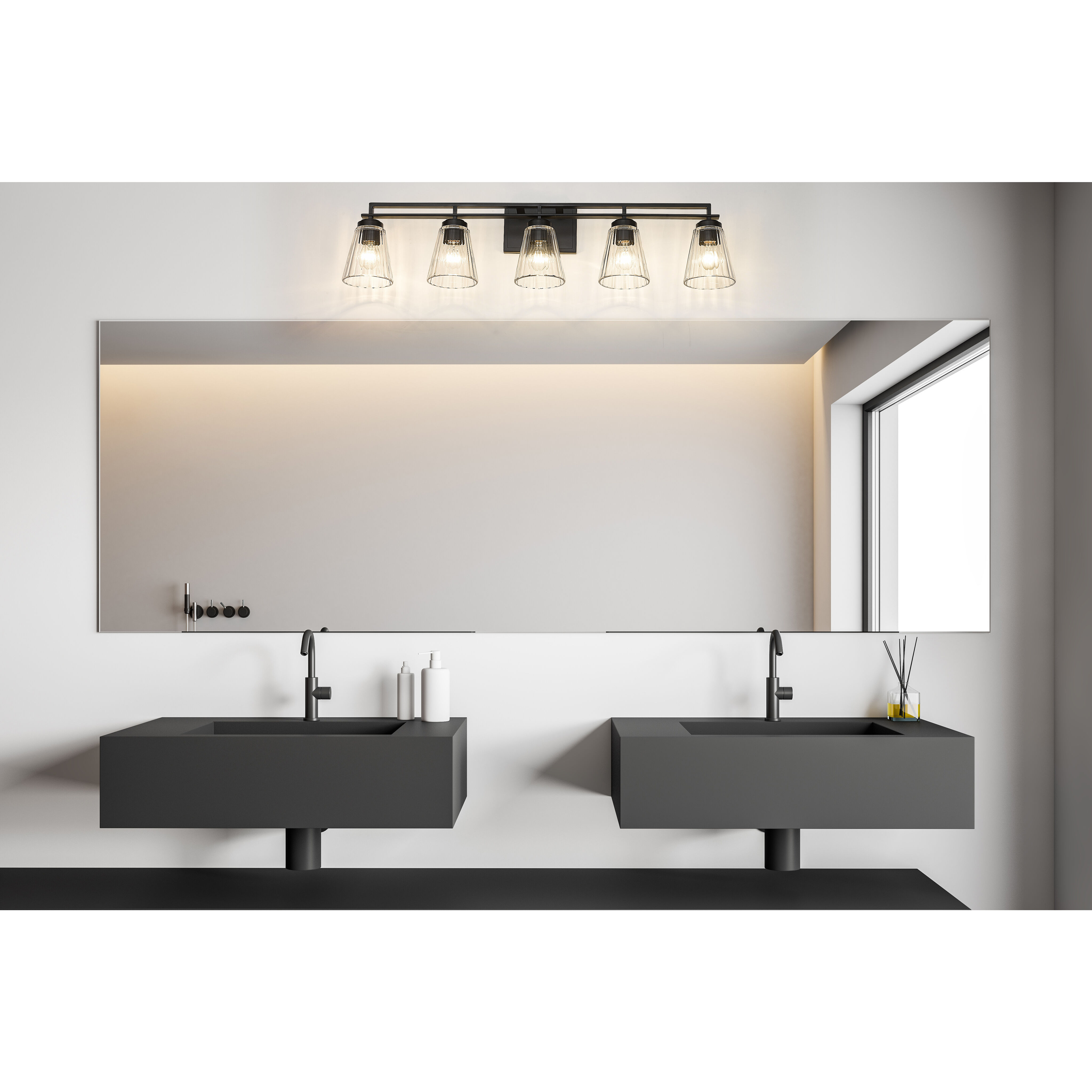 Lyna 5 Light 38.75 inch Matte Black Vanity Wall Light