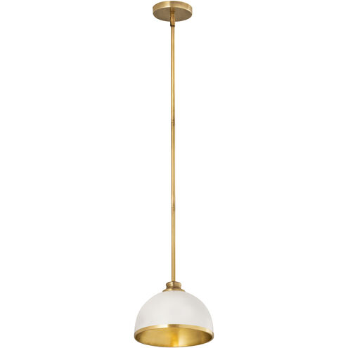 Landry 1 Light 10 inch Matte White and Rubbed Brass Pendant Ceiling Light