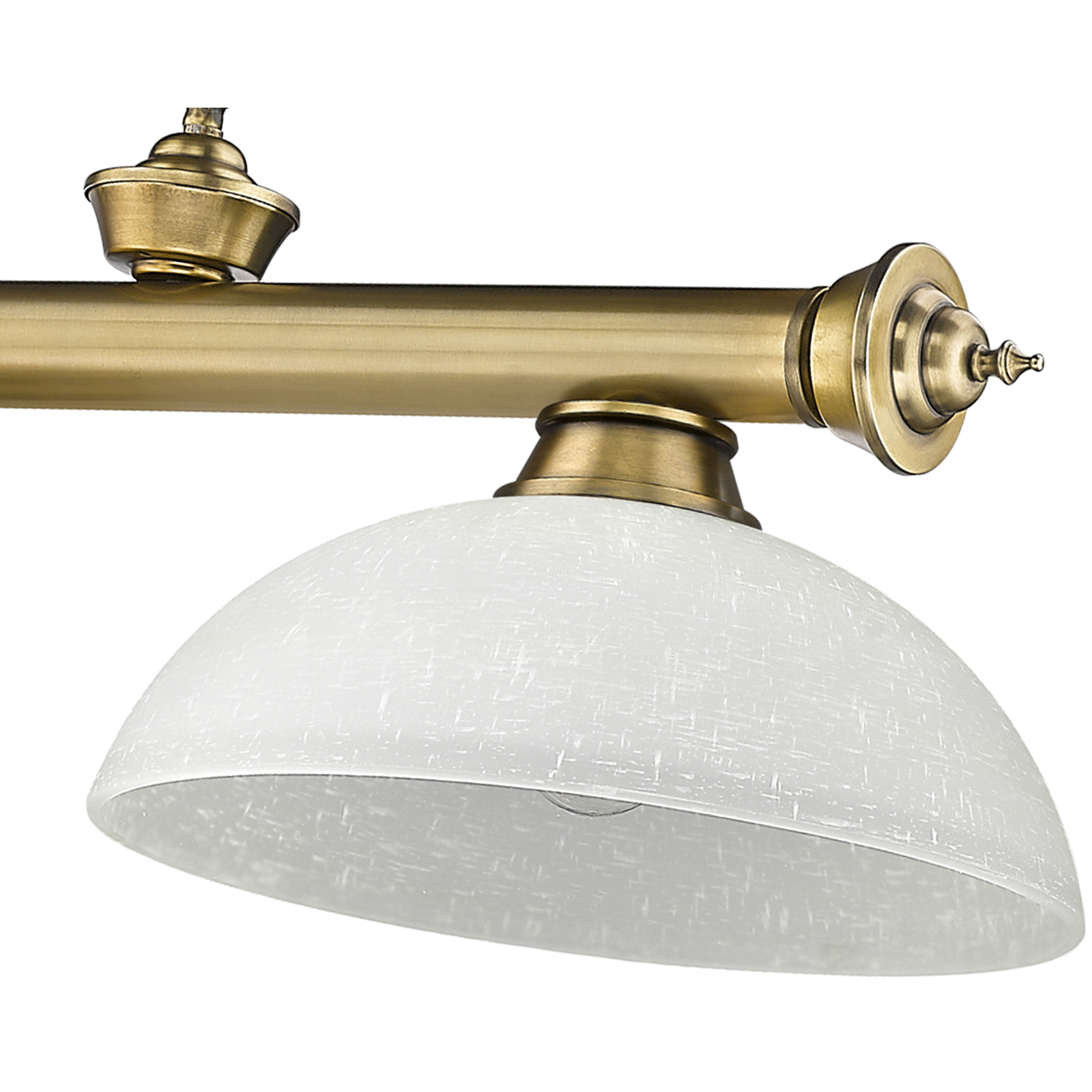 Cordon 3 Light 57.25 inch Rubbed Brass Billiard Ceiling Light in White Linen Glass