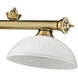 Cordon 3 Light 57.25 inch Rubbed Brass Billiard Ceiling Light in White Linen Glass
