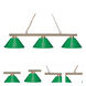 Sharp Shooter 3 Light 48 inch Polished Brass Billiard Ceiling Light in Green Plastic
