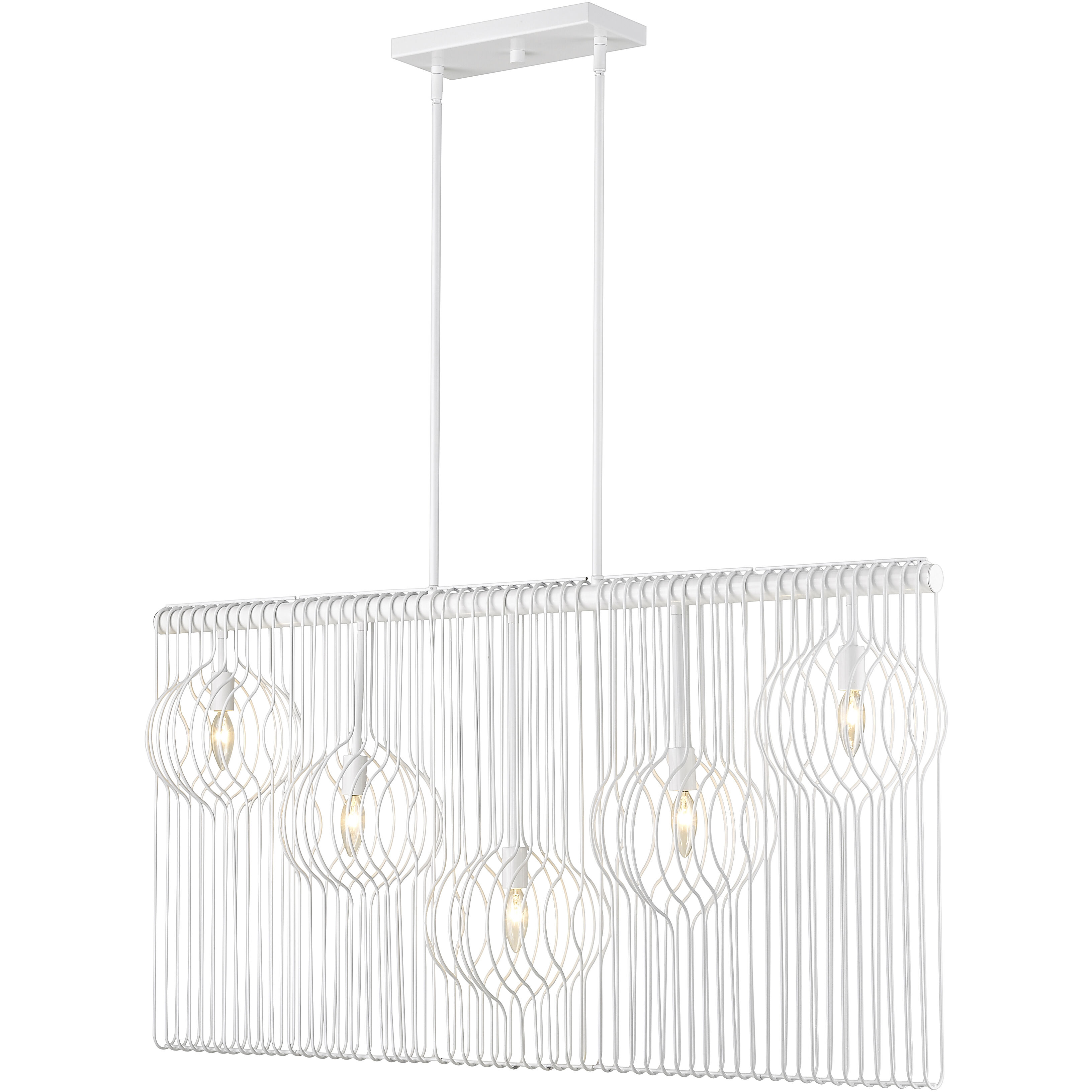 Contour 5 Light 45.75 inch White Linear Chandelier Ceiling Light