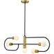 Neutra 5 Light 44 inch Matte Black and Foundry Brass Linear Chandelier Ceiling Light in Matte Black and Factory Bronze