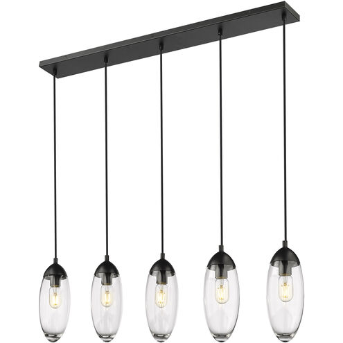 Arden 5 Light 42 inch Matte Black Linear Chandelier Ceiling Light