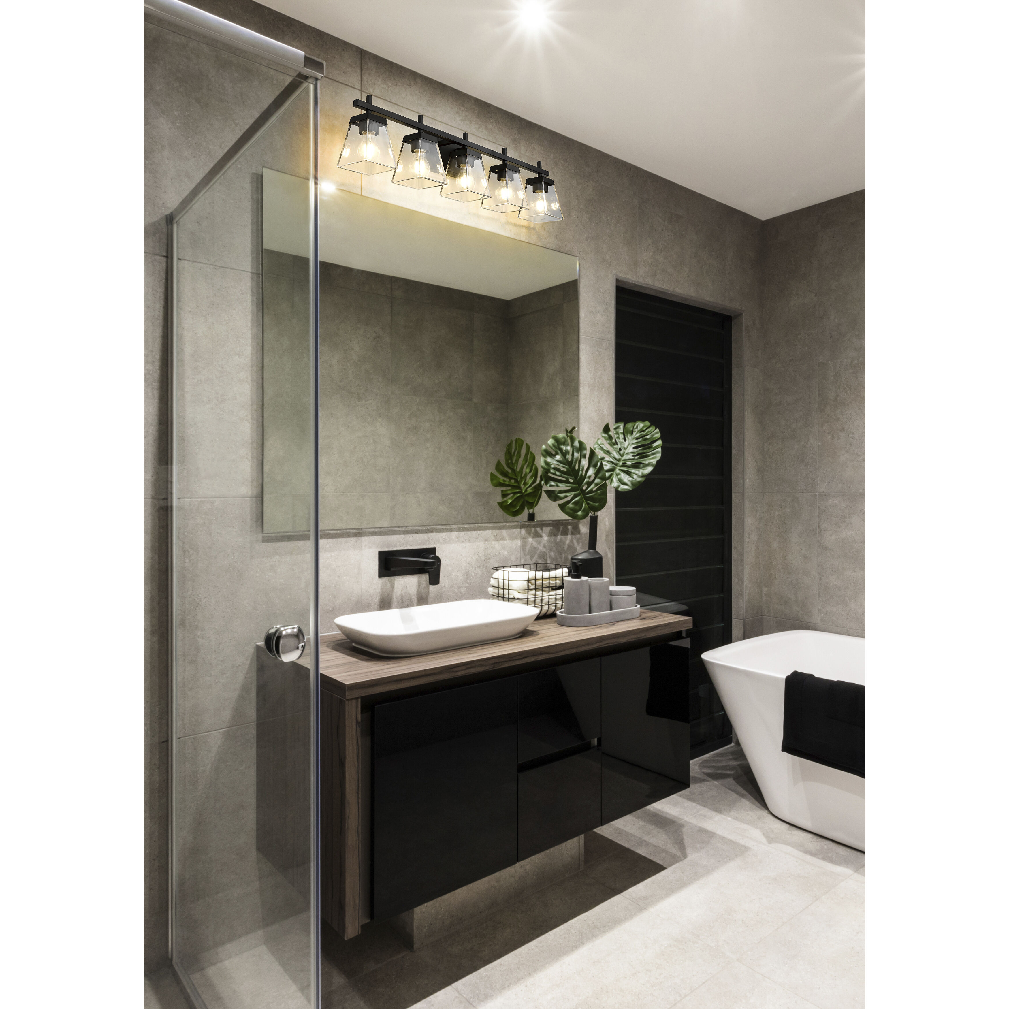 Lauren 5 Light 39 inch Matte Black Vanity Wall Light