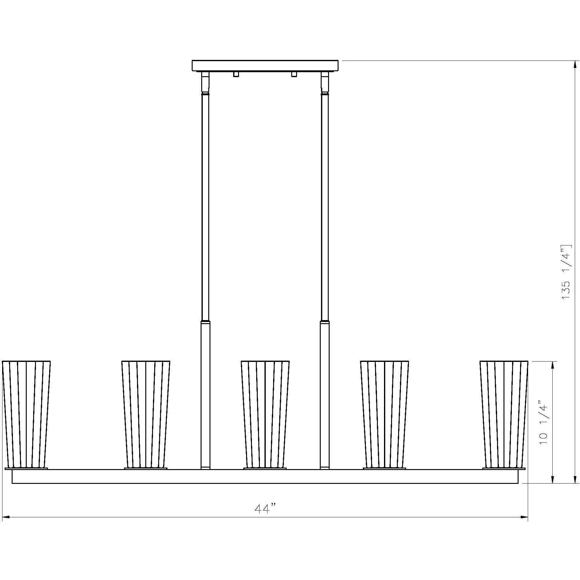 Titus 5 Light 44 inch Matte Black Linear Chandelier Ceiling Light