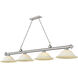 Cordon 4 Light 81.75 inch Brushed Nickel Billiard Ceiling Light in White Mottle Glass