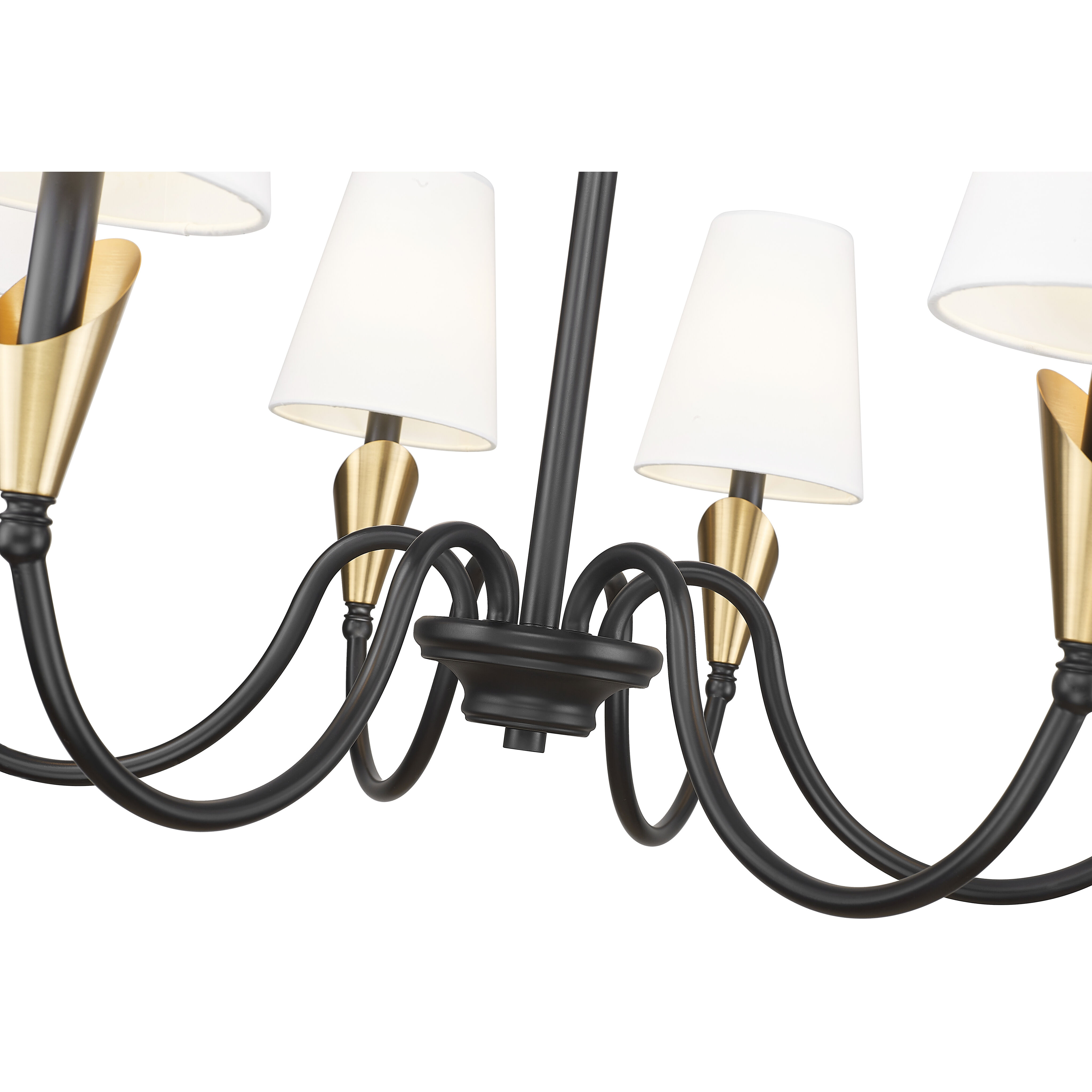 Claudelle 6 Light 32 inch Matte Black and Modern Gold Chandelier Ceiling Light