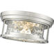 Clarion 2 Light 12 inch Brushed Nickel Flush Mount Ceiling Light