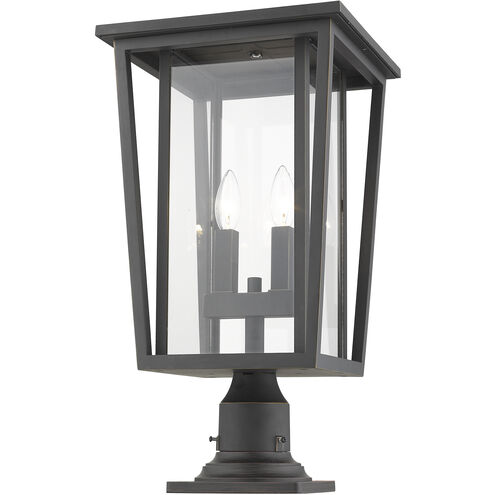 Seoul 2 Light 21.75 inch Oil Rubbed Bronze Outdoor Pier Mounted Fixture in 13.25