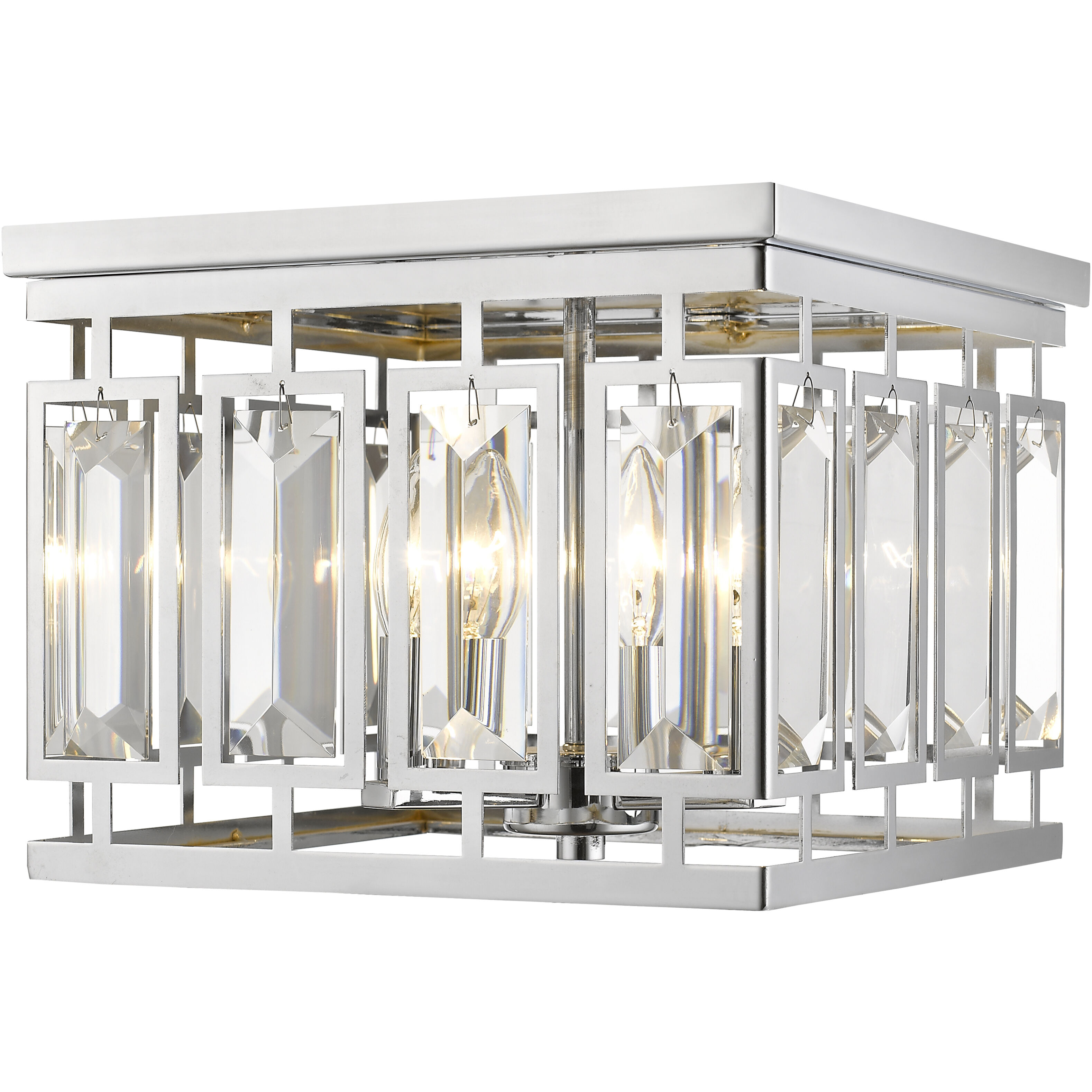 Mersesse 4 Light 12 inch Chrome Flush Mount Ceiling Light in 10.56, Clear and Chrome